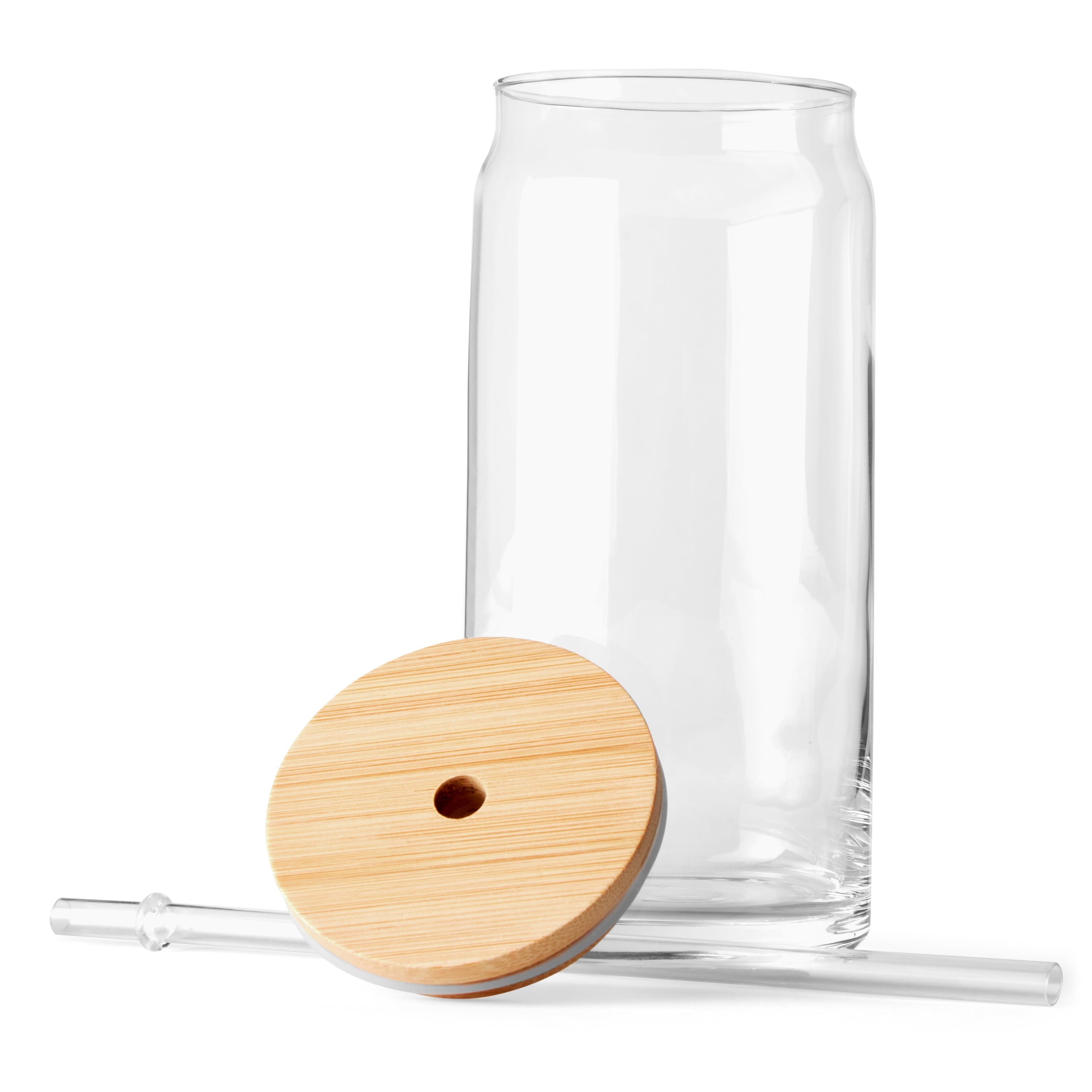 Briar Can Glass Drinkware with Lids & Straws, Set of 4