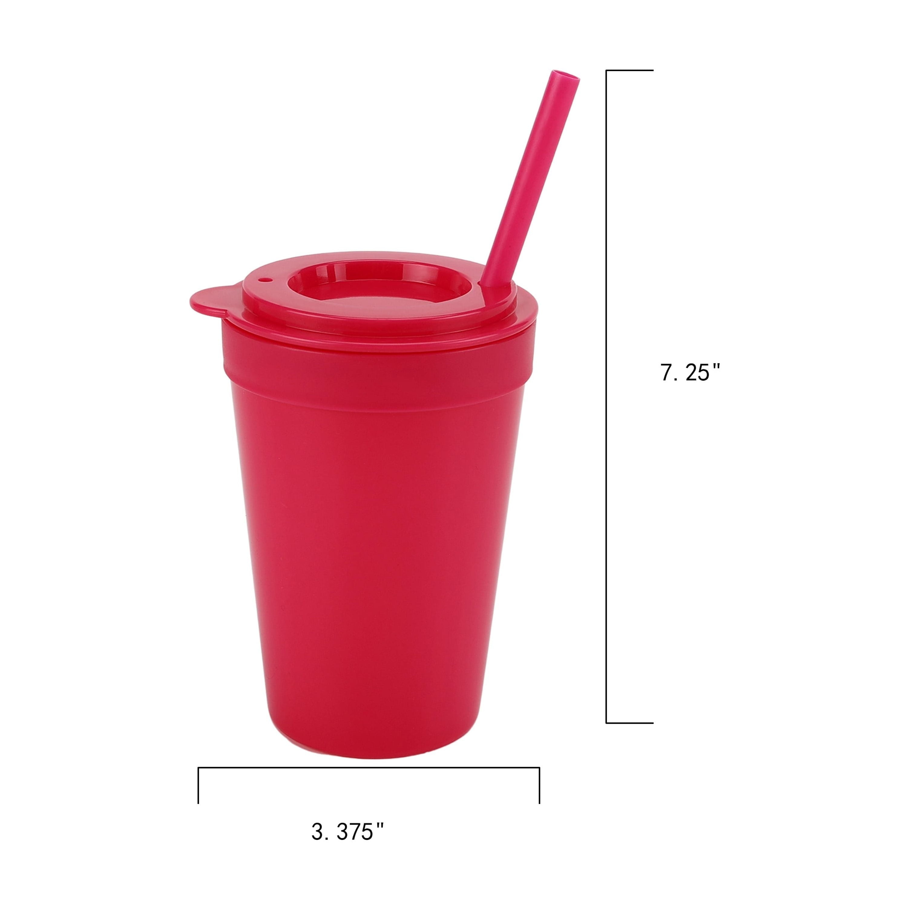 4-Pack Plastic 15-Ounce Capacity Tumbler Set with Lid and Straw, Multi-Colored