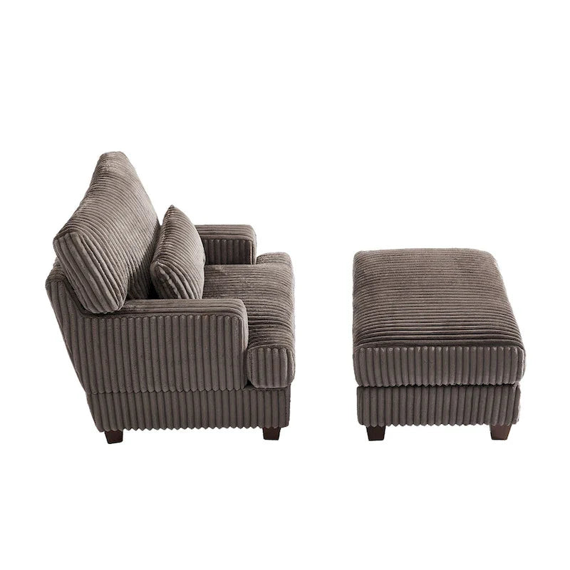 Oversized Chaise Longue Accent Chair with Ottoman