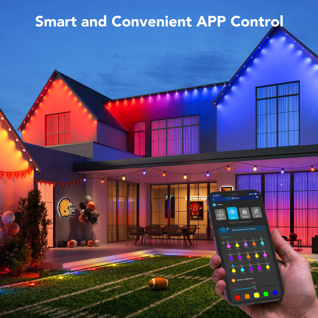50ft Black Smart Outdoor RGBIC Permanent Outdoor Lights with 36 Lights