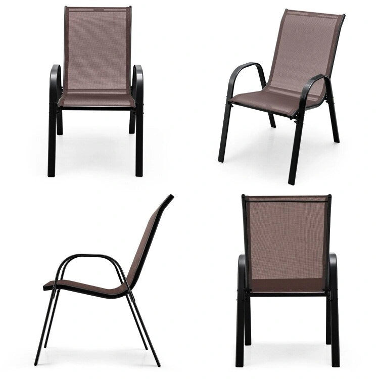 4 Pieces Stackable Patio Dining Chairs Set with Armrest - 29 x 21.5 x 35.5 (L x W x H)