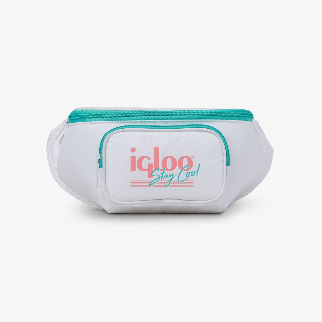 3 can Retro Fanny Pack Cooler Bag, Purple and Aqua Blue