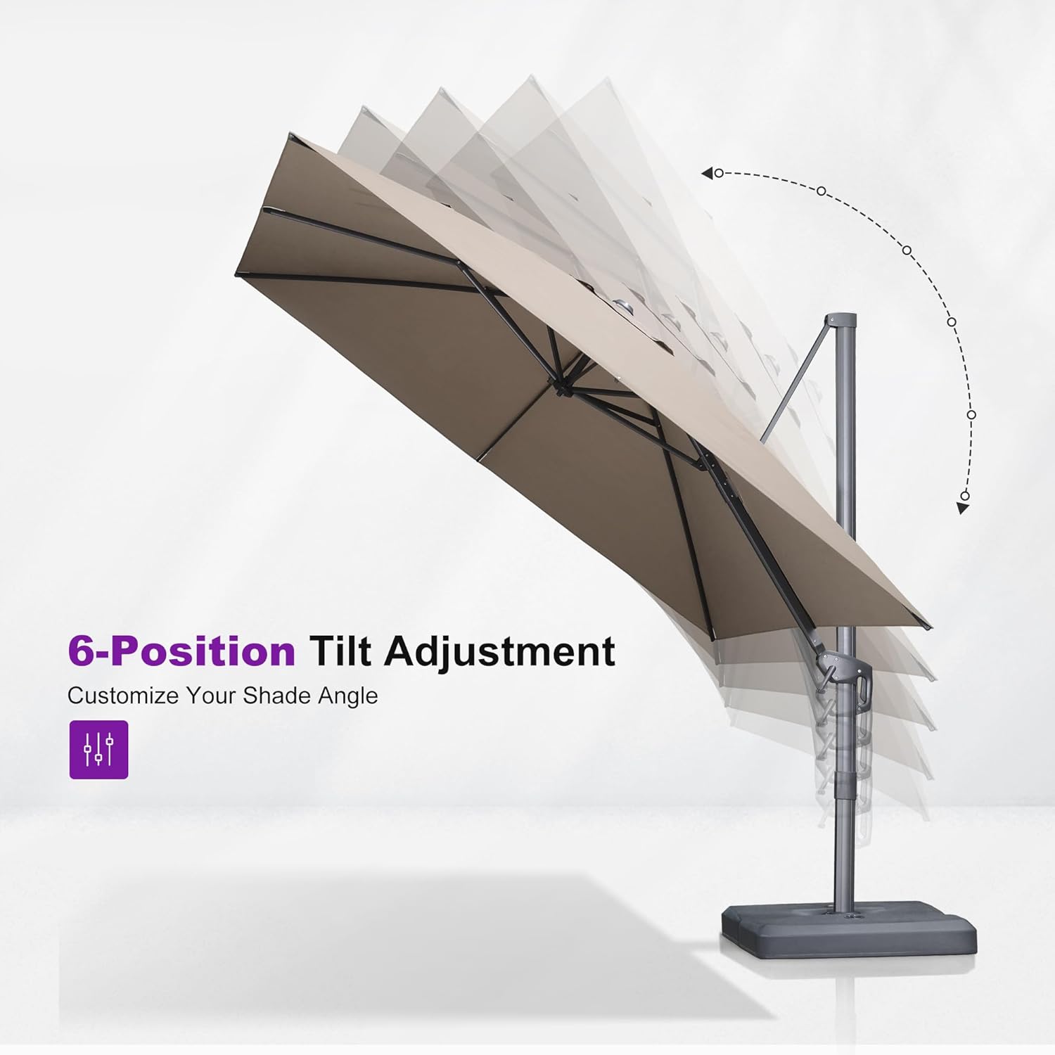 PURPLE LEAF Patio Umbrella 9' X 11.5' Rectangle Cantilever Umbrella Large Aluminum Outdoor Umbrellas with 360-degree Rotation & UPF40+ Premium Fabric for Deck Pool Garden Yard, Ash Mocha