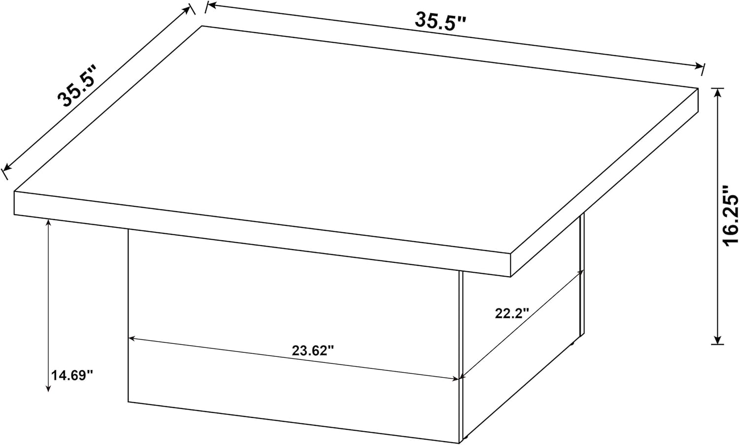 Coaster Home Furnishings - Devar - Wood - Square Coffee Table with Plinth Base, Geometric Design and Transitional Style - Living Room - Dark Pine - 710888