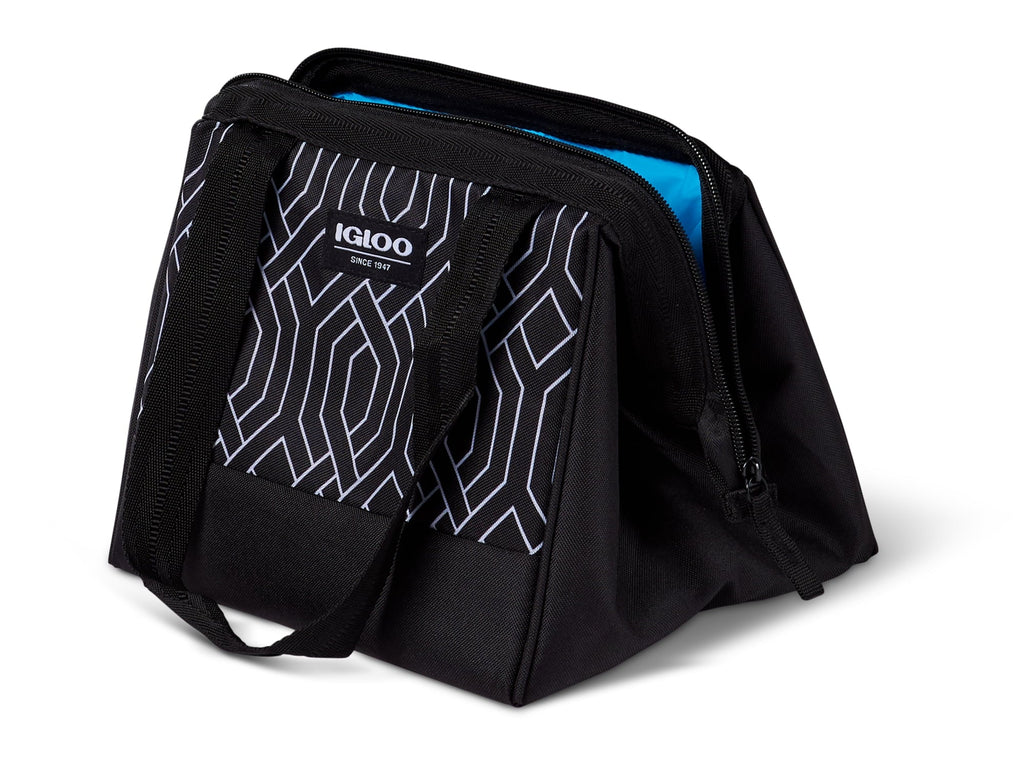 Leftover Polyester Lunch Tote Cooler, 9 Can Capacity, Black and White, Well Suited to Hot or Cold Meals Away from Home