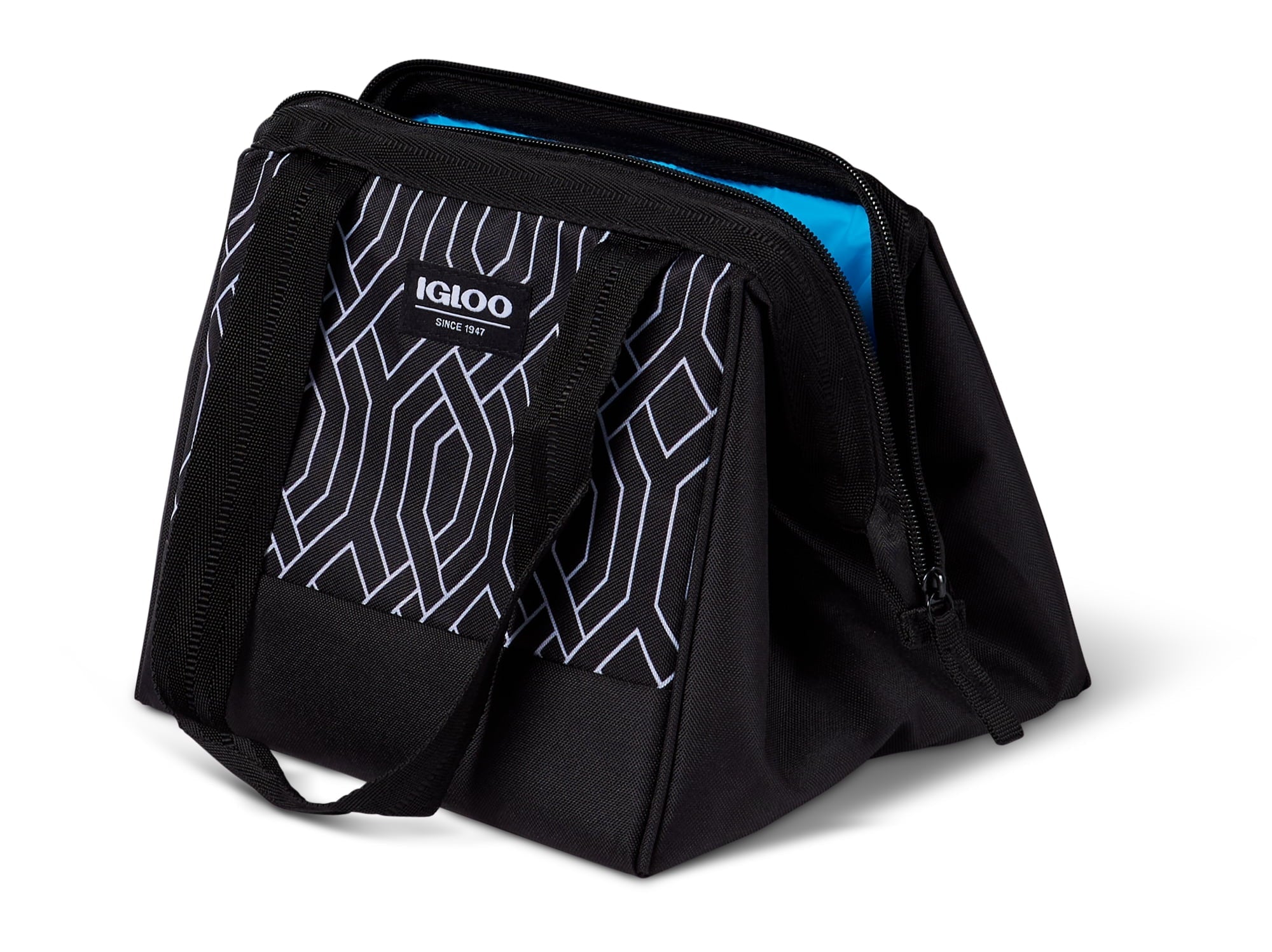 Leftover Polyester Lunch Tote Cooler, 9 Can Capacity, Black and White, Well Suited to Hot or Cold Meals Away from Home
