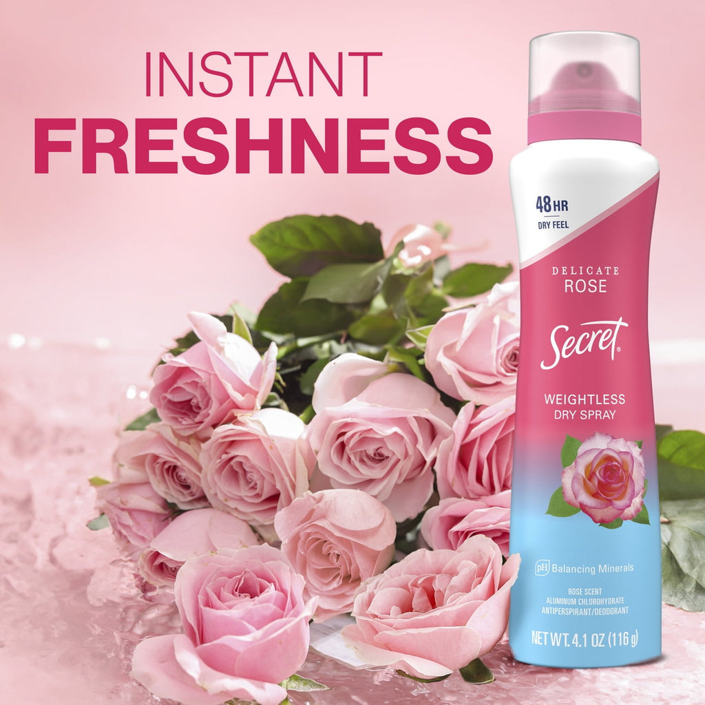 Dry Spray Female Antiperspirant Deodorant, Wild Rose and Argan Oil, 4.1oz