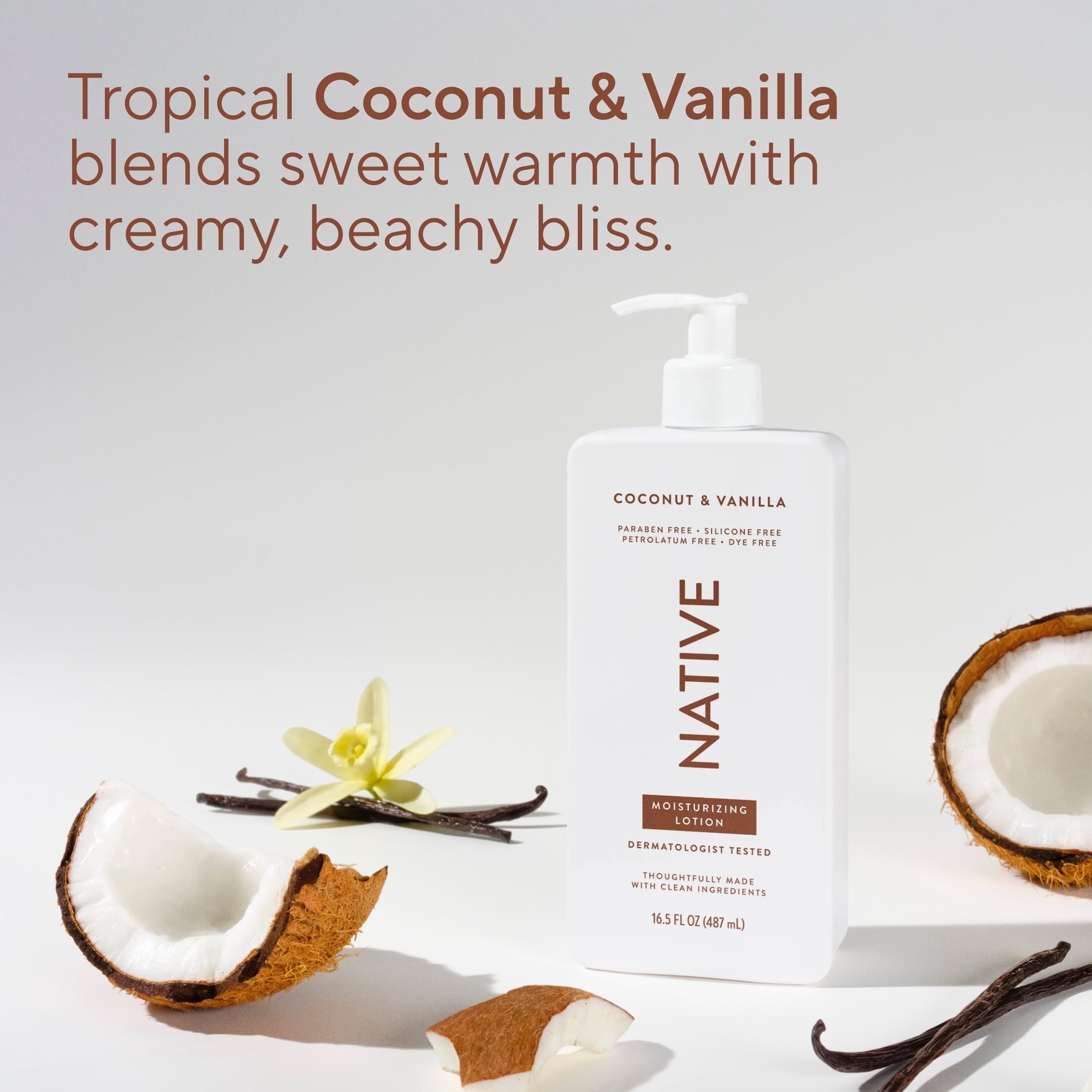 (6 pack) Native Lotion, Moisturizing, Paraben Free, Coconut & Vanilla, for Women and Men, 16.5 fl oz