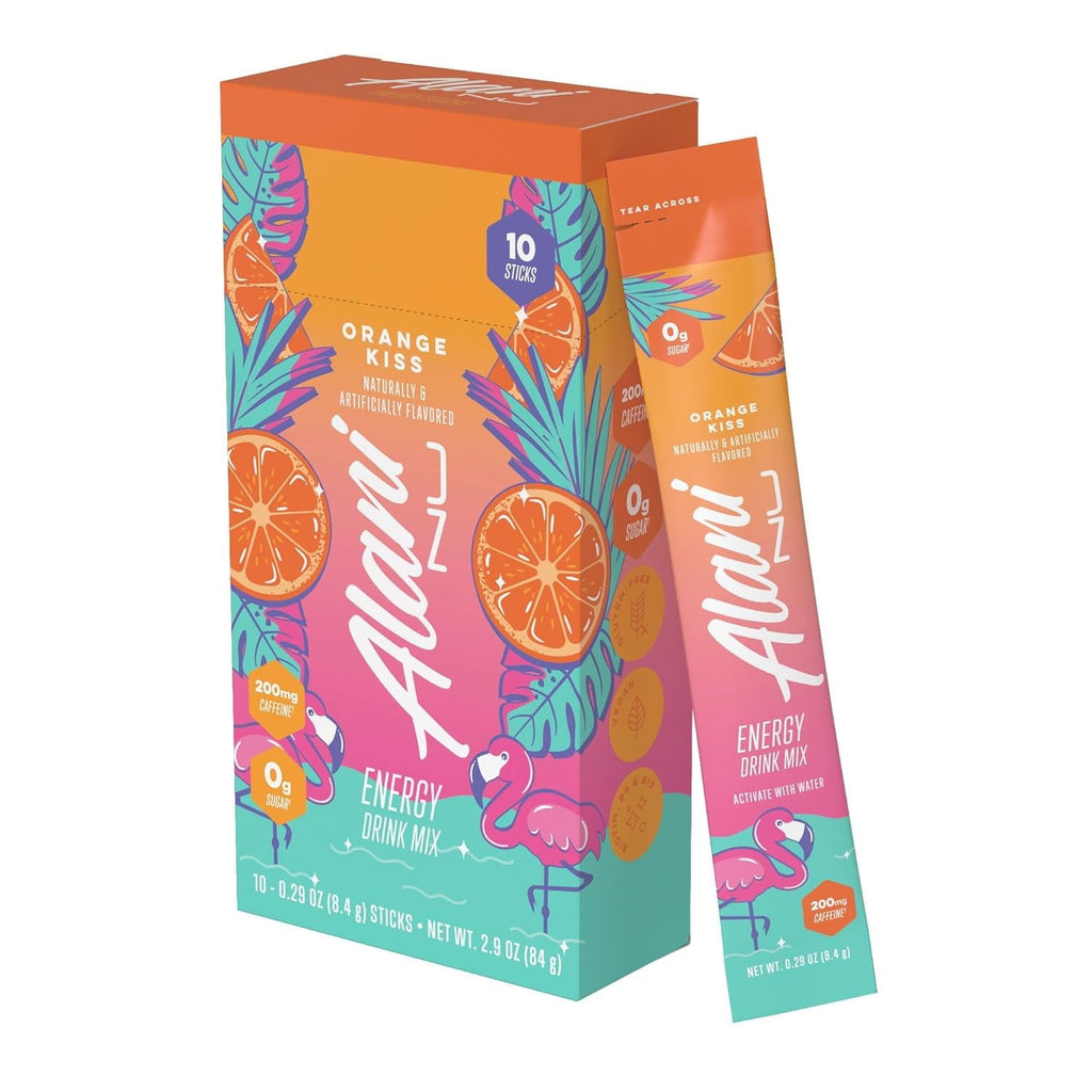 Energy Sticks, Orange Kiss, 10 Count, 200mg Caffeine, Zero Sugar