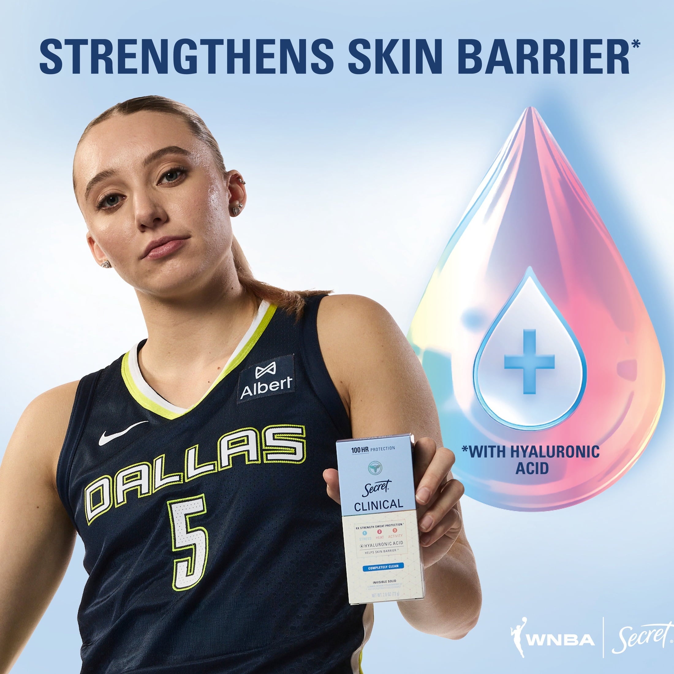 Clinical Strength 100HR Hyaluronic Acid Antiperspirant Deodorant for Women, Invisible Solid, Paige Bueckers Buzzer Beater Berry, 2.6 oz