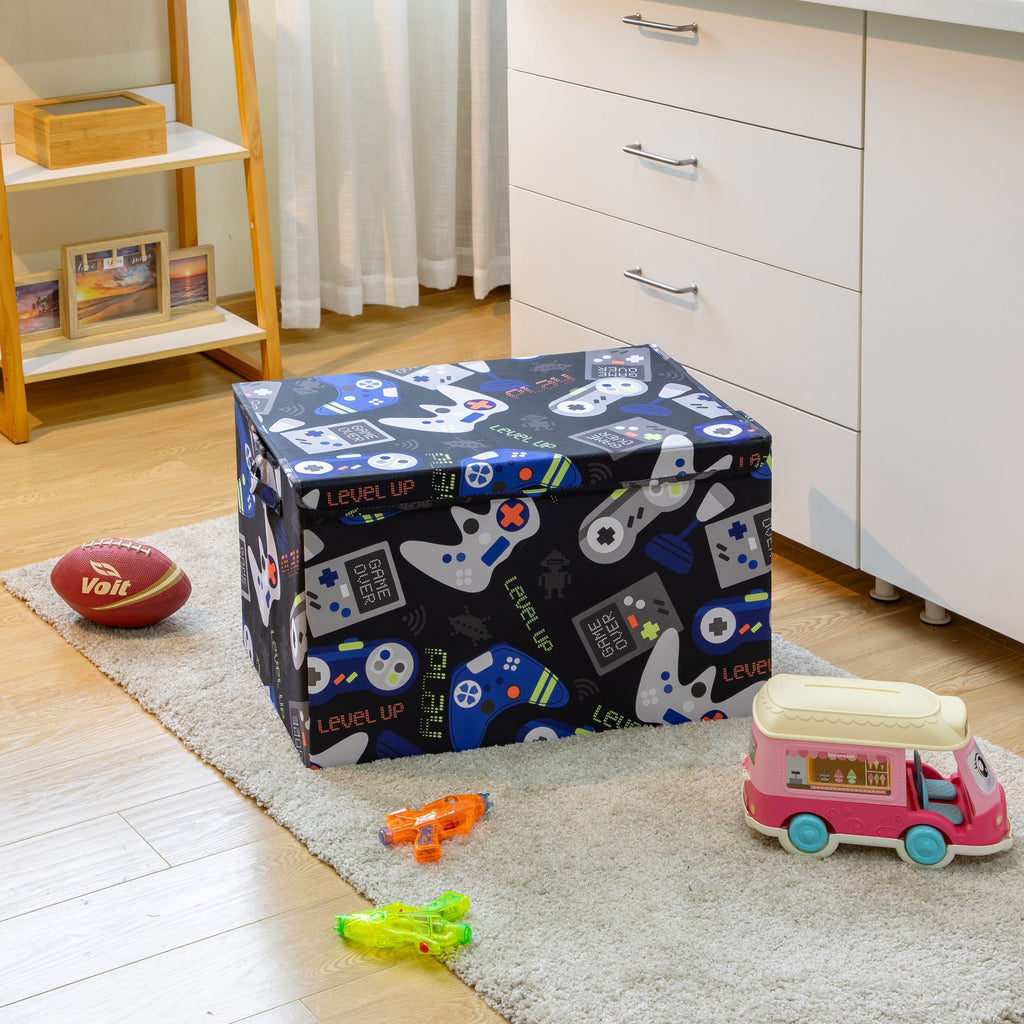 Kids Butterfly Pattern Collapsible Toy Storage Trunk, 24 in x 14.8 in x 15 in