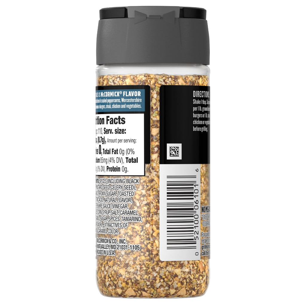 Kosher Cracked Peppercorn & Worcestershire Seasoning, 2.75 oz Bottle
