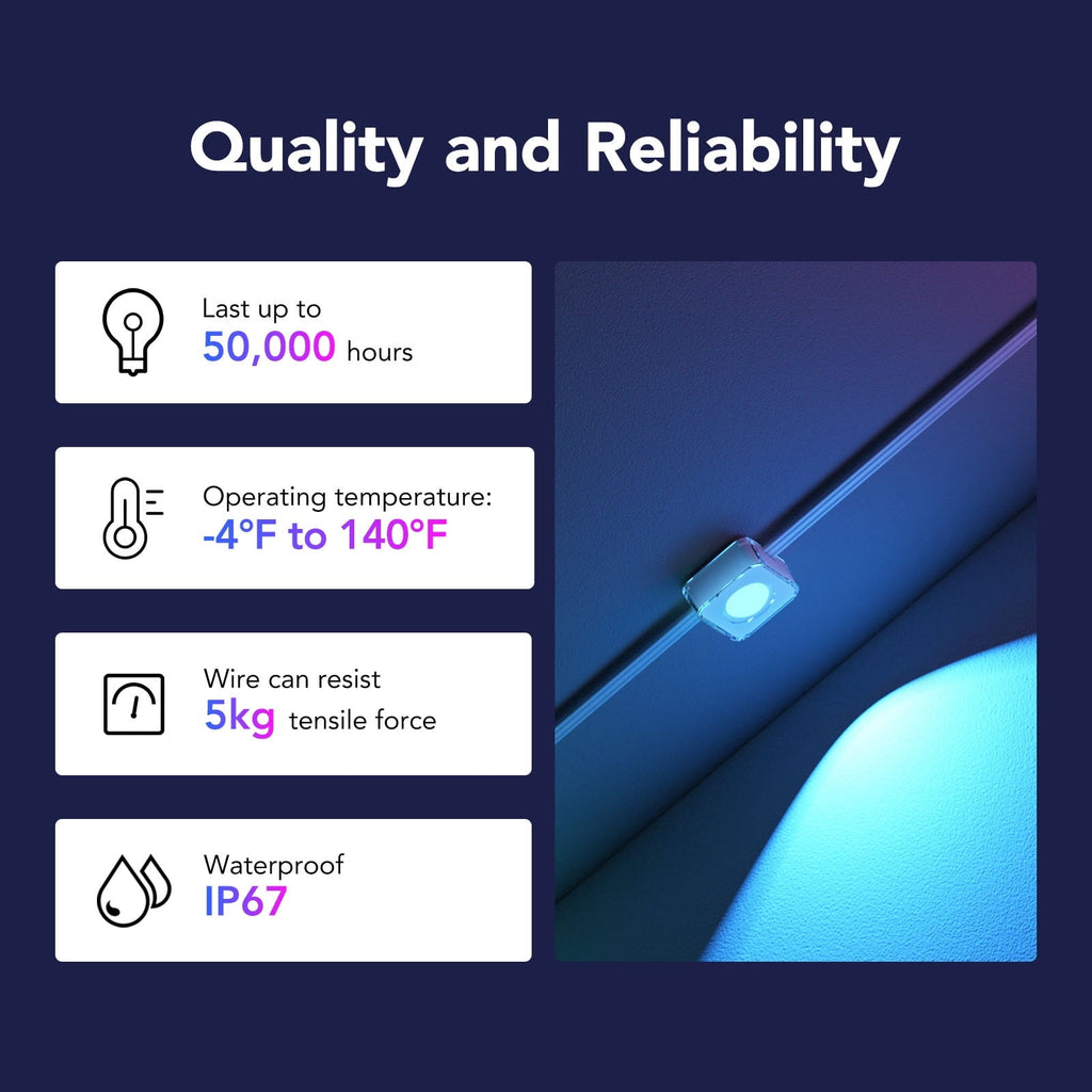 100ft RGBIC Permanent Outdoor Lights with 72 Lights, White version