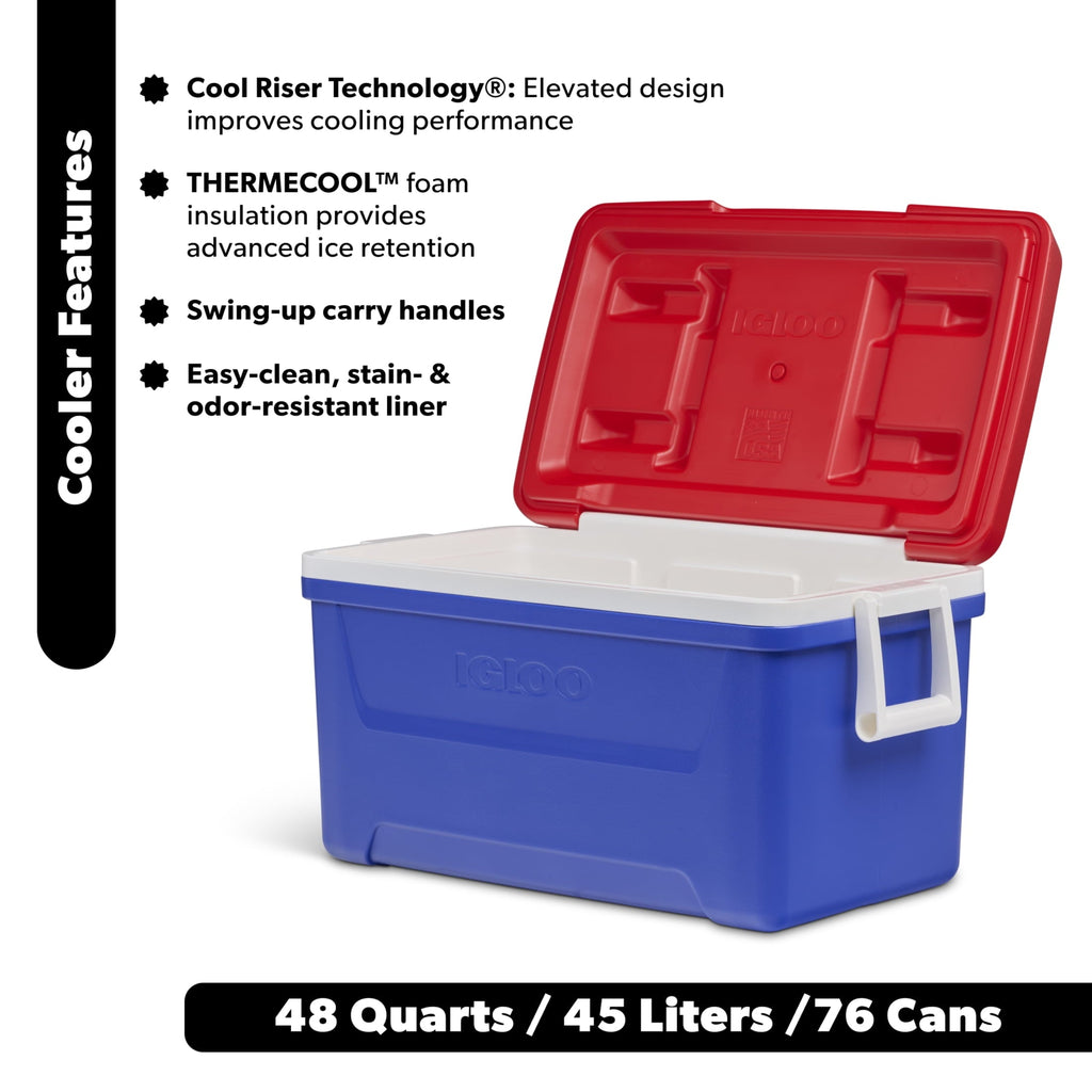 48 QT Laguna Hard Sided Ice Chest Cooler, Red