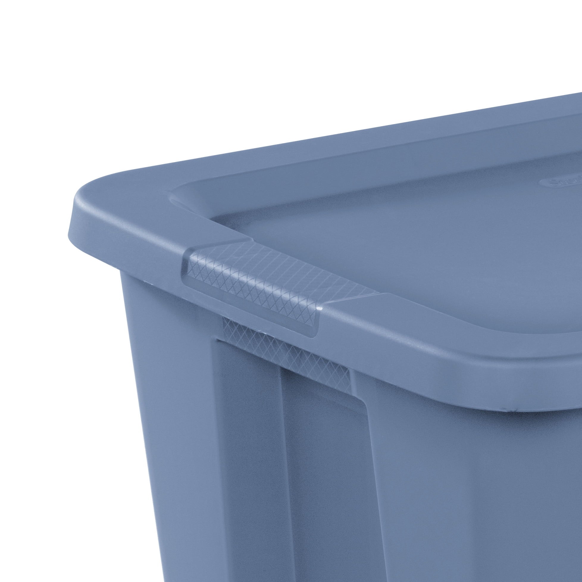 Large Storage Bin, 18 Gallon Plastic Storage Container with Snap-On Lid, Blue