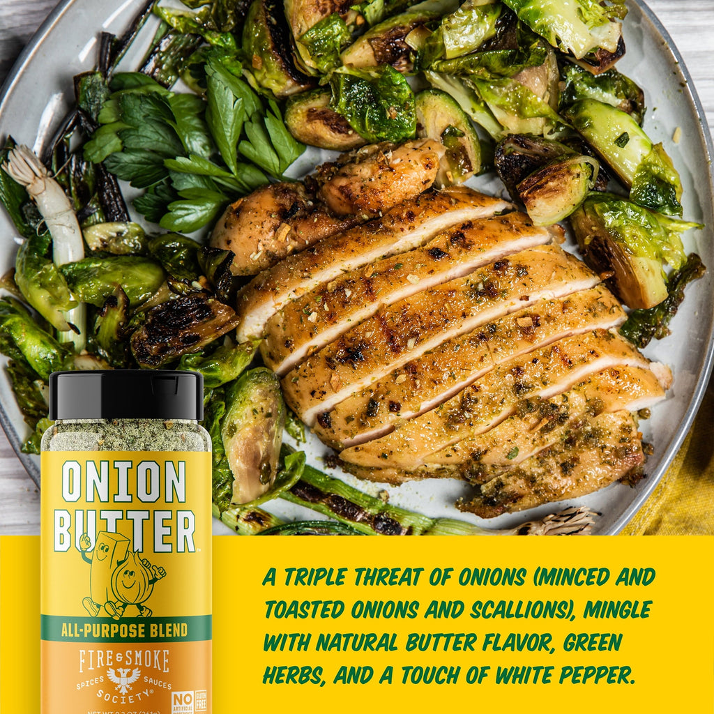 Fire & Smoke Society Onion Butter All Purpose Seasoning Blend, BBQ Rub, 9.2 Ounce Mixed Spices & Seasonings