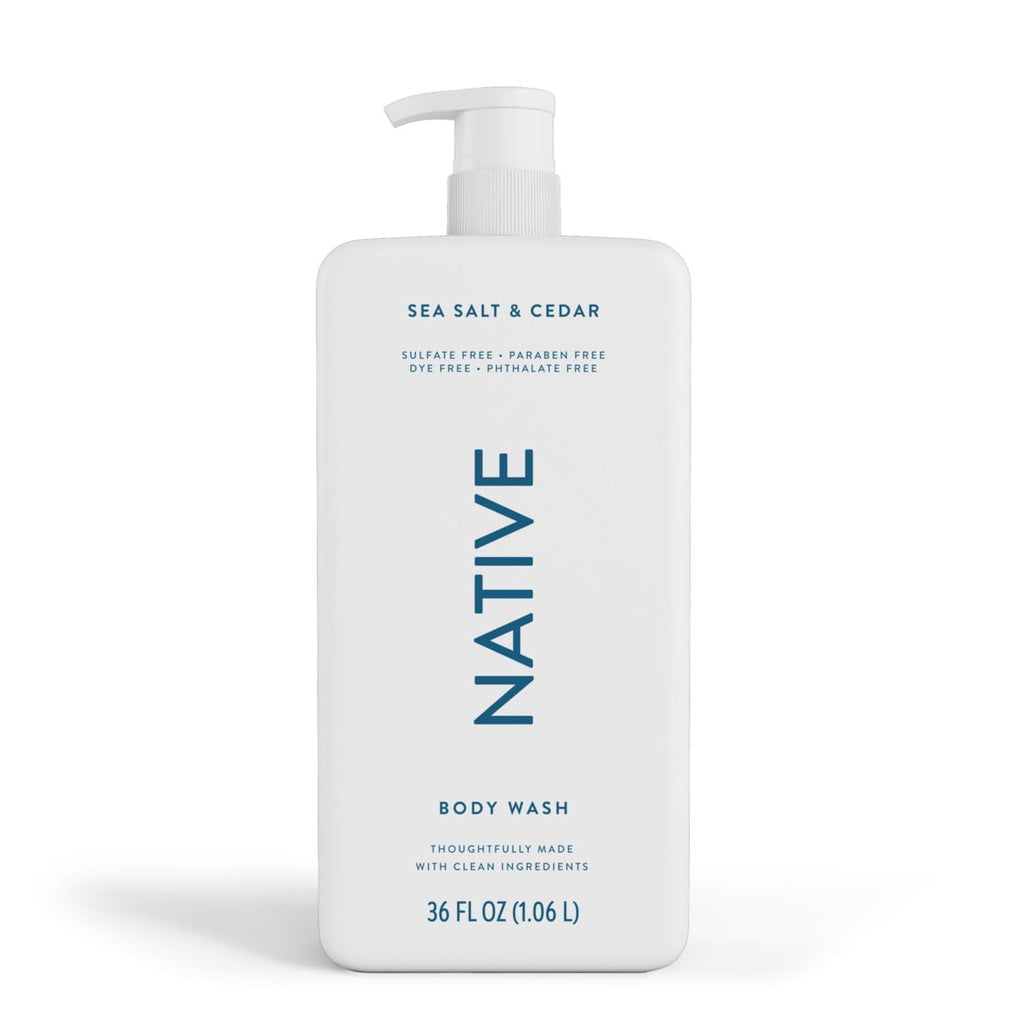 Body Wash, Sea Salt & Cedar, Sulfate Free, Naturally Derived Ingredients, 24hr Freshness, for Women & Men, 36 fl oz