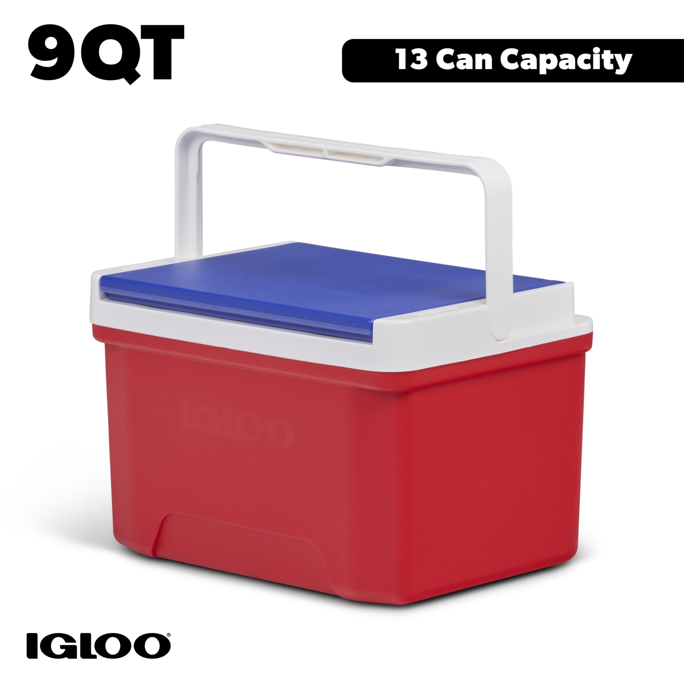 9 QT Laguna Ice Chest Cooler, Blue Red and White