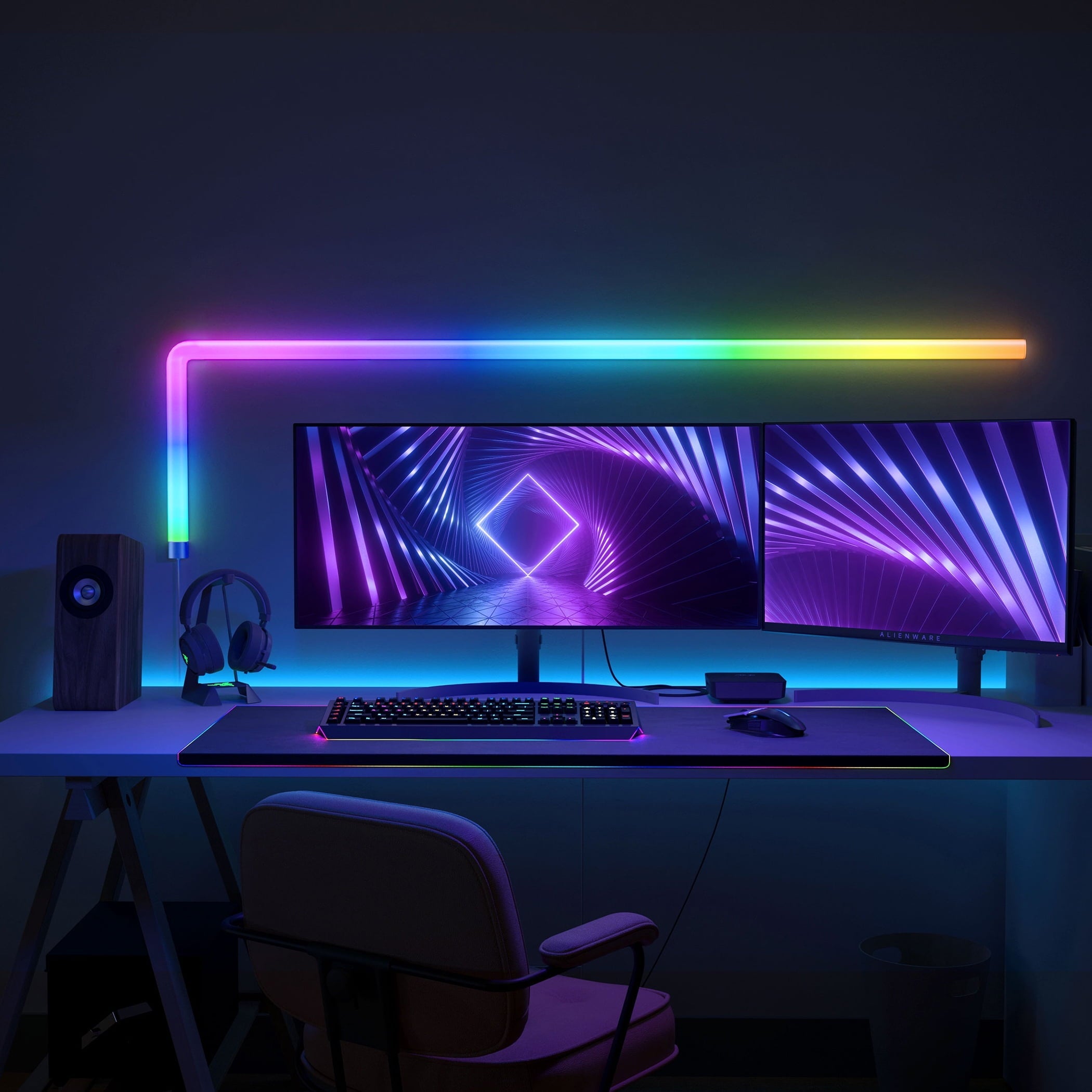 Glide A1 Indoor Smart LED Wall Lights (4+1), B6062A01, 40 Dynamic Scene Modes For Gaming Room Decor,Support APP Control,Voice Control