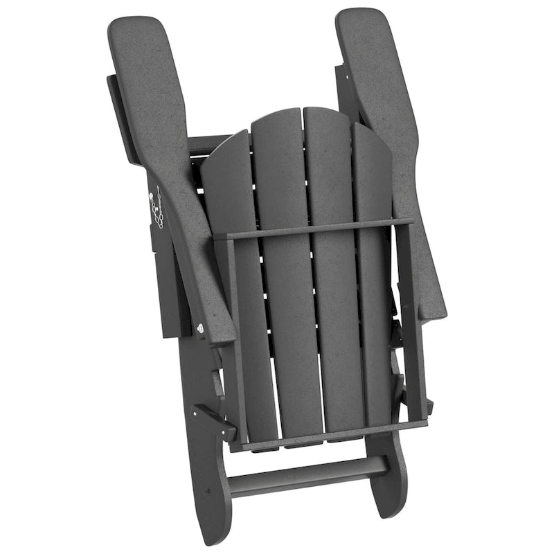 Polytrends Laguna Hdpe All Weather Outdoor Patio Foldable Adirondack Chair With Ottoman And Side Table (3-Piece Set)