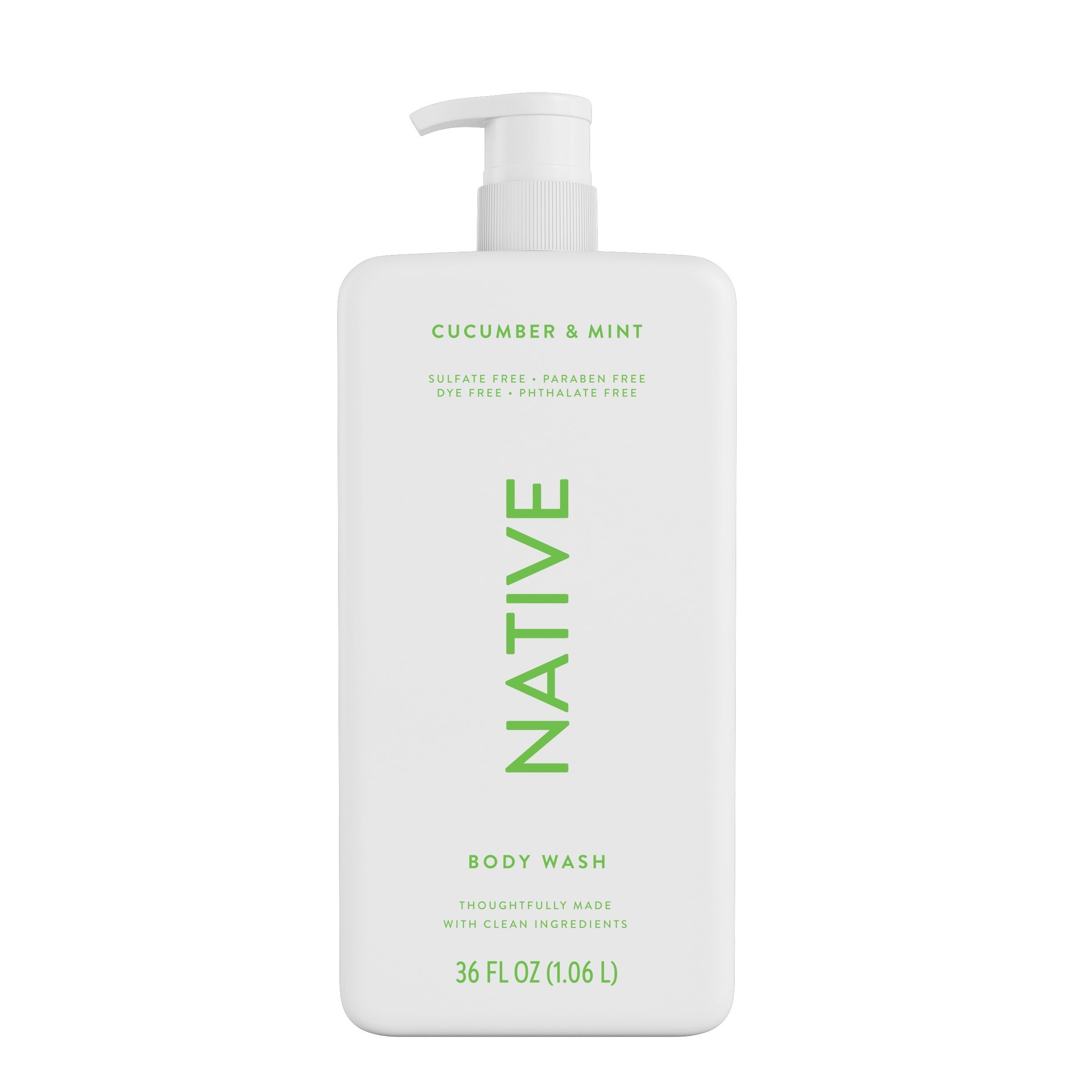 Body Wash, Cucumber & Mint, Sulfate Free, Naturally Derived Ingredients, 24hr Freshness, for Women & Men, 36 fl oz