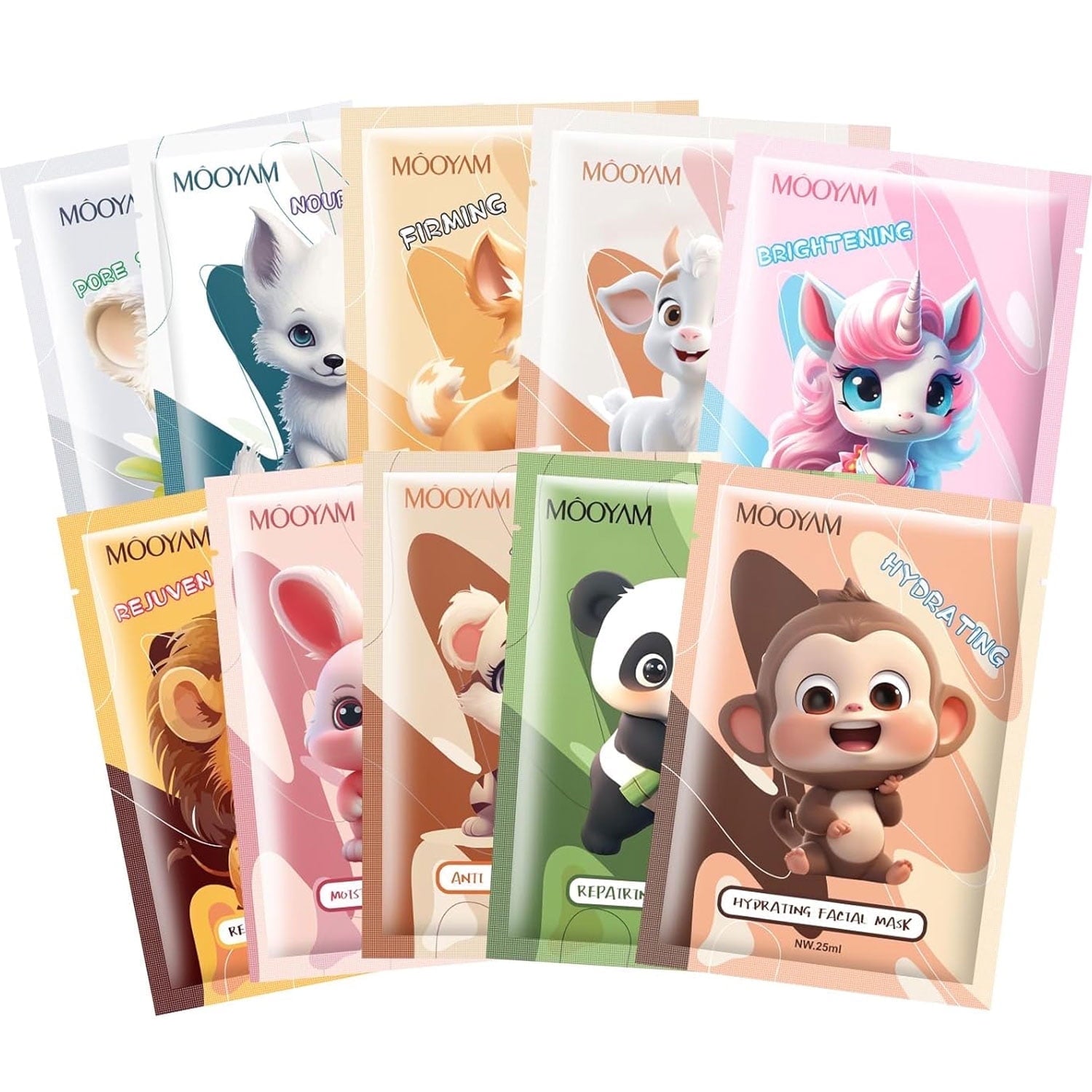 11 Pack Fruit Moisturizing Facial Mask Sheet, Rich in Fruit Essence Face Mask to Brighten and Hydrate Dull Skin
