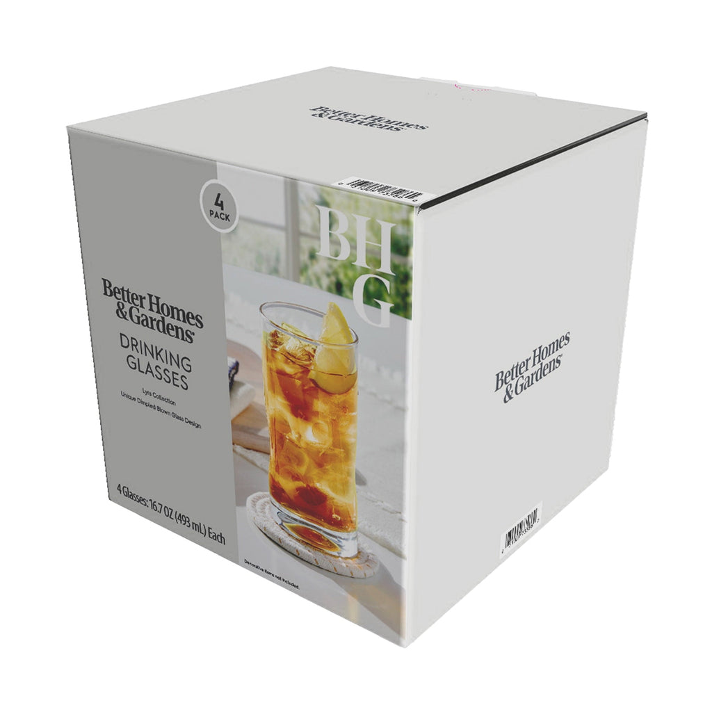Better Homes & Gardens Lyra Glass Drinkware Set, 16.7 oz, 4-Piece