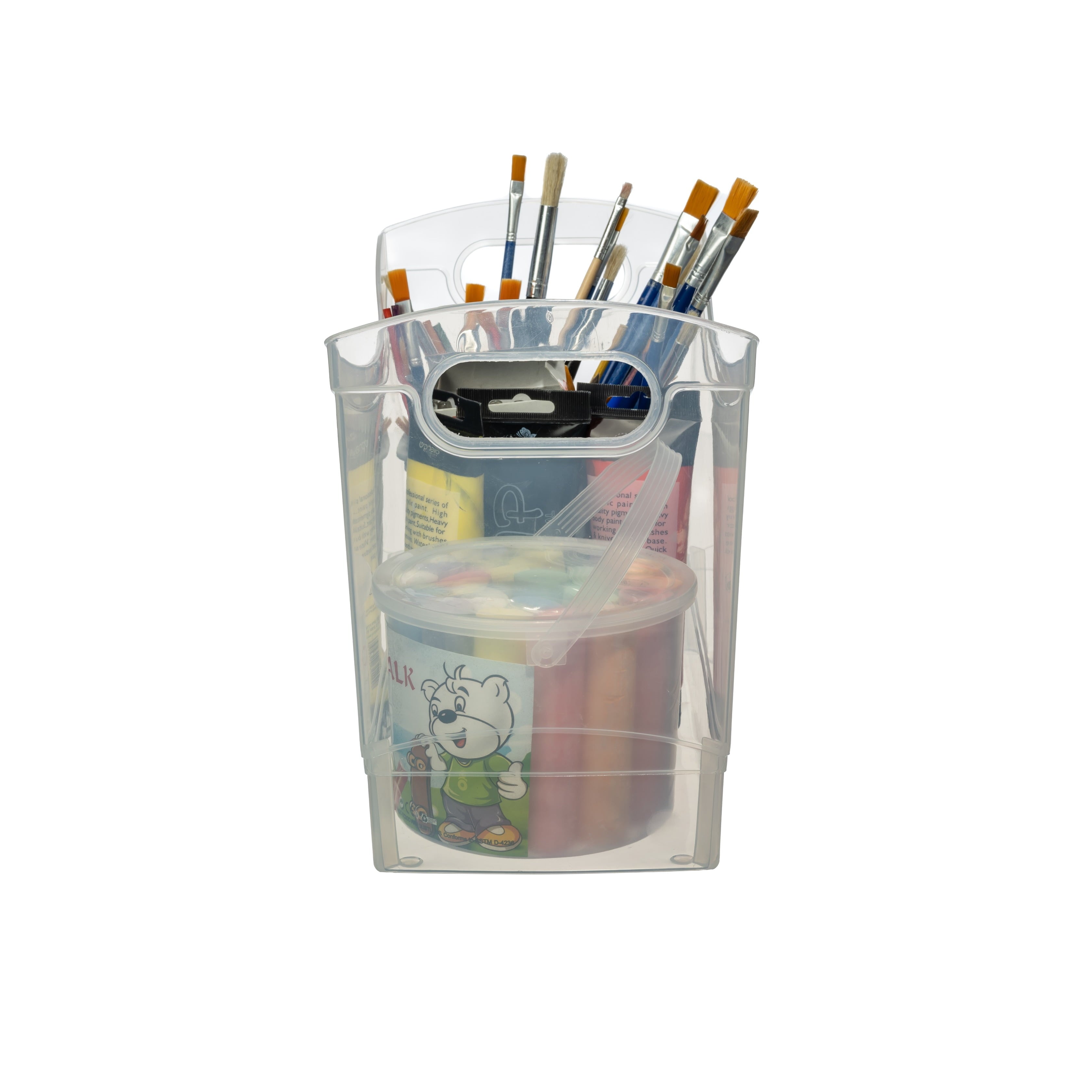 12 Qt Clear Plastic Storage Bin Organizer with Carrying Handles, Narrow Rectangular Utility Container for Pantry, Closet, Cabinet and Shelf Storage
