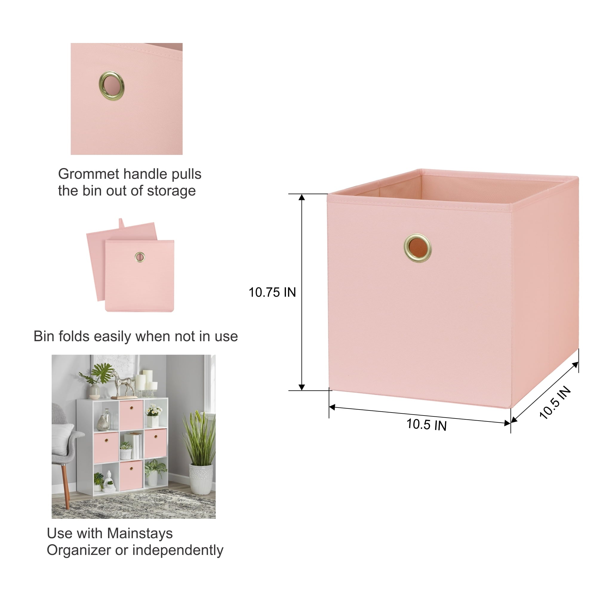 Collapsible Fabric Cube Storage Bin, Rich Black