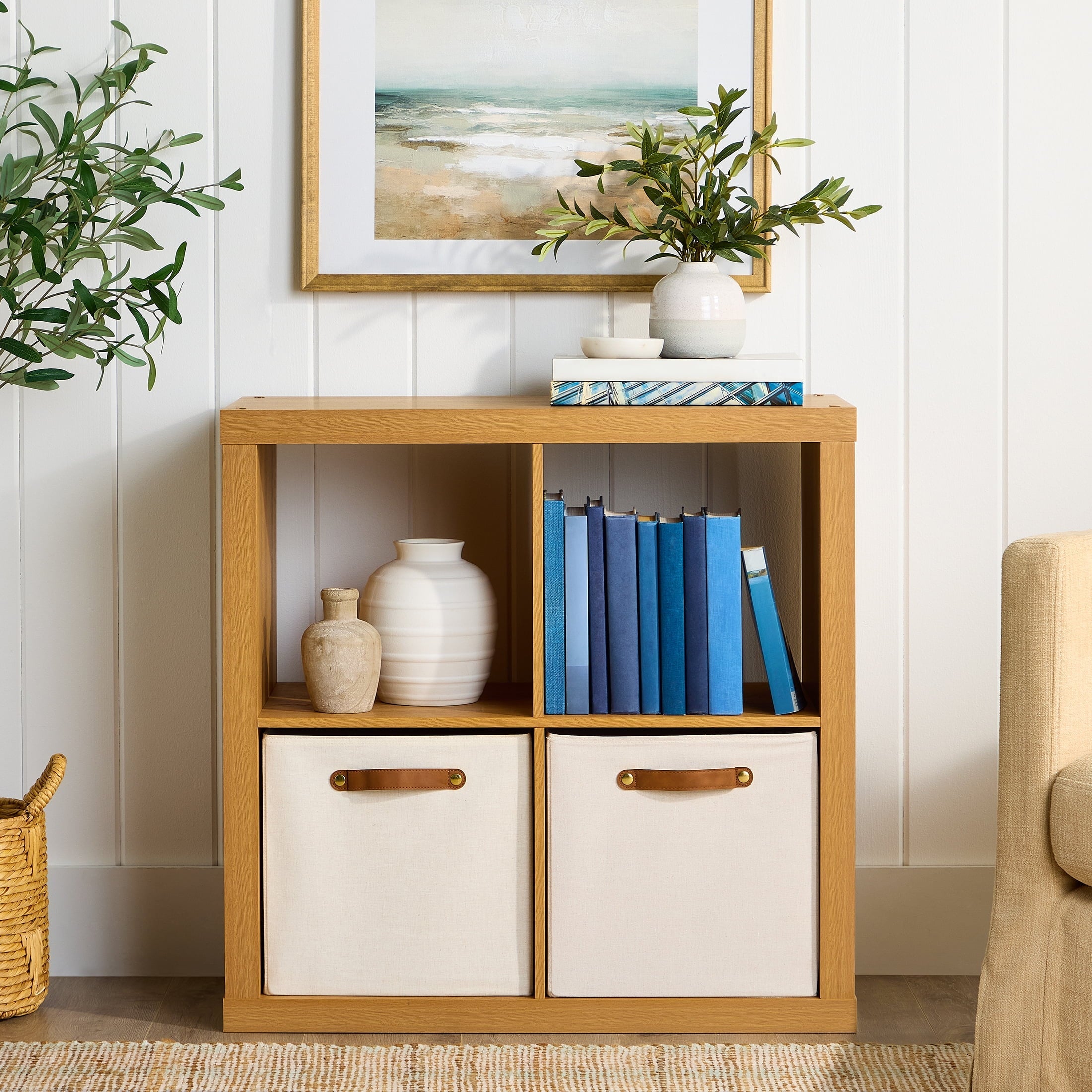Better Homes & Gardens 4 Cube Storage Organizer, White Texture