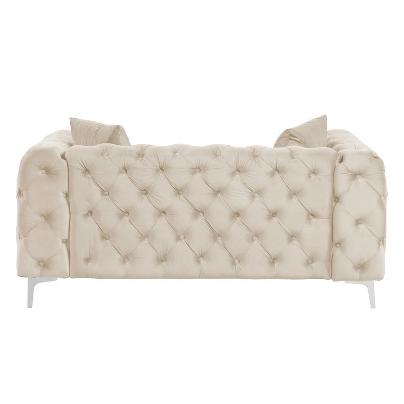 Morden Fort Modern Loveseat Two-Seater Sofa with Dutch Velvet, Solid Wood Frame and Iron Legs