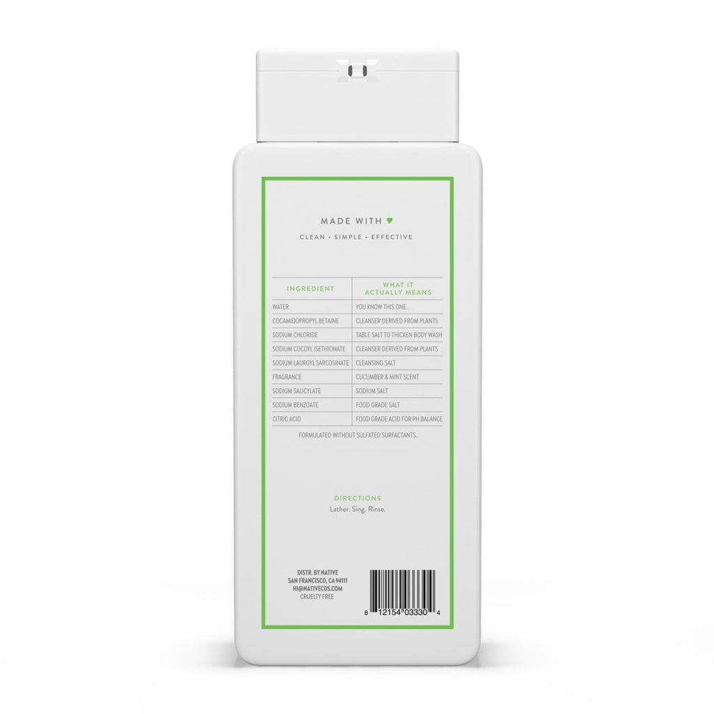Body Wash, Cucumber & Mint, Sulfate Free, Naturally Derived Ingredients, 24hr Freshness, for Women & Men, 18 fl oz