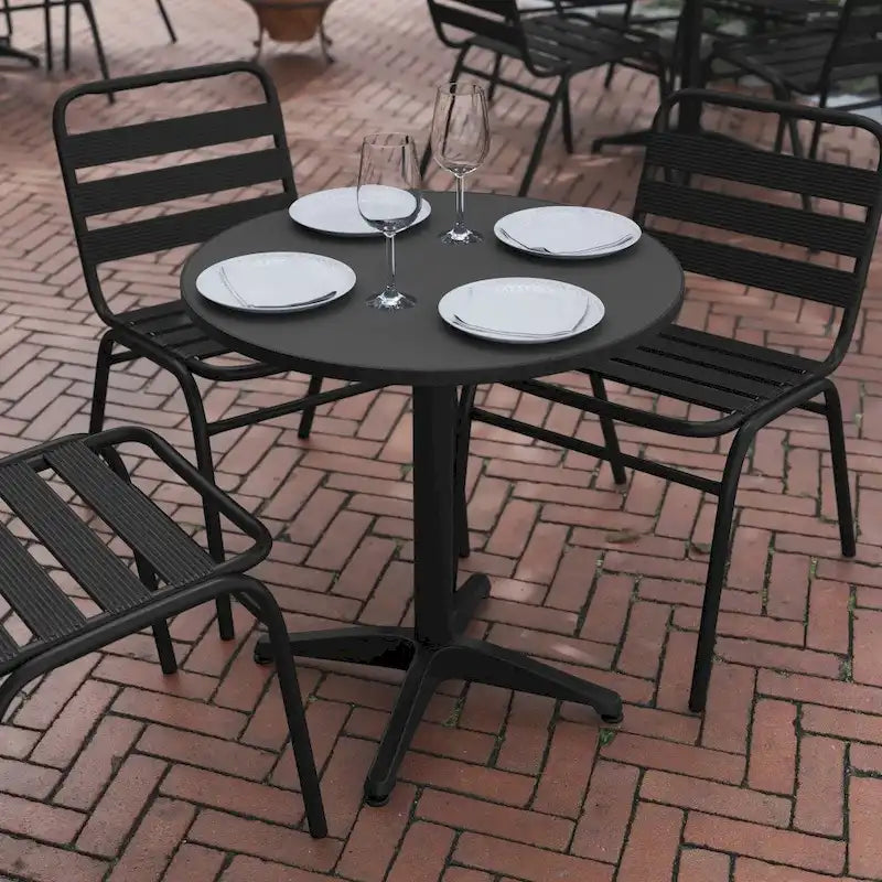 27.5 Round Aluminum Smooth Top Indoor-Outdoor Table with Base