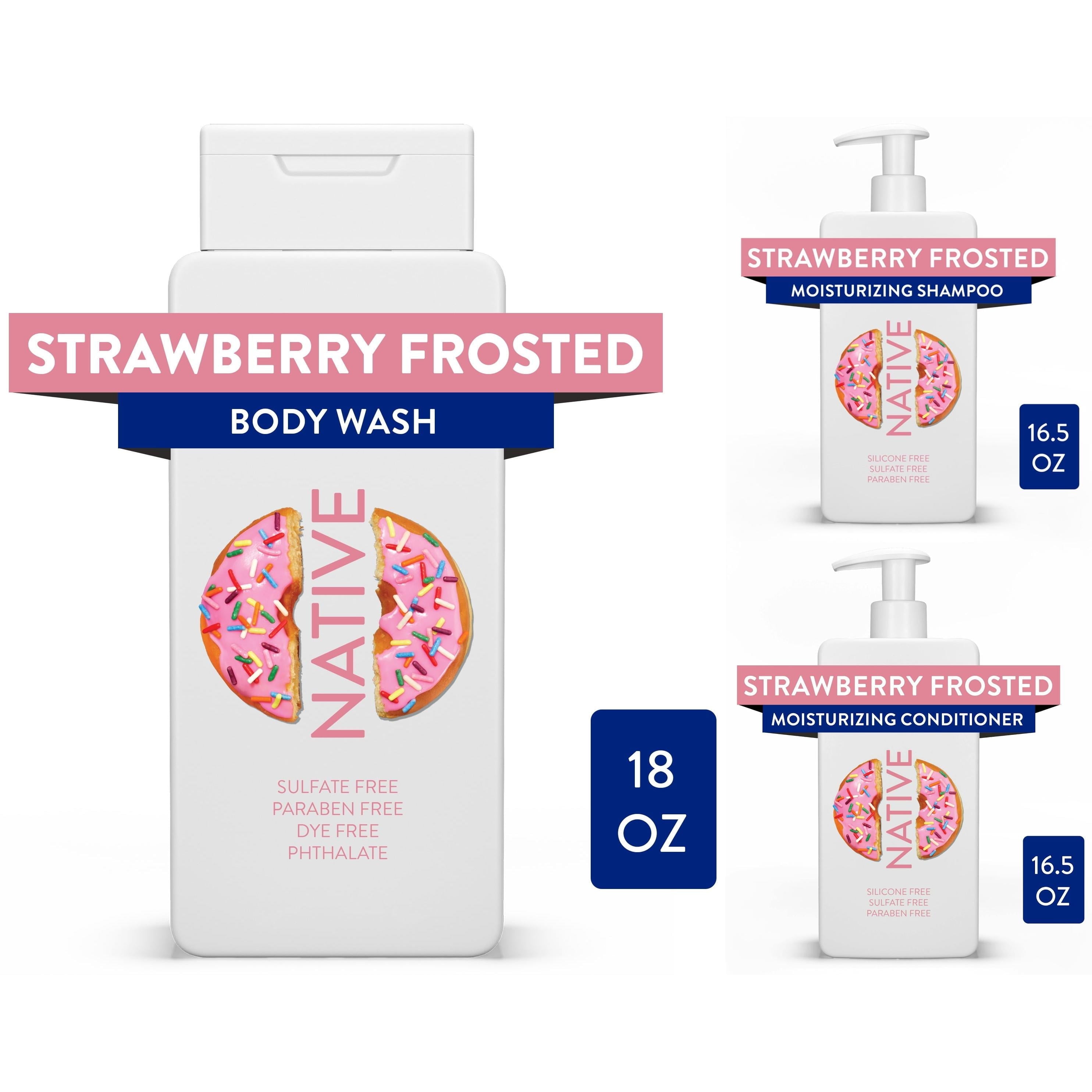 Dunkin' Sulfate Free Strawberry Frosted Shampoo, Conditioner, and Body Wash Bundle