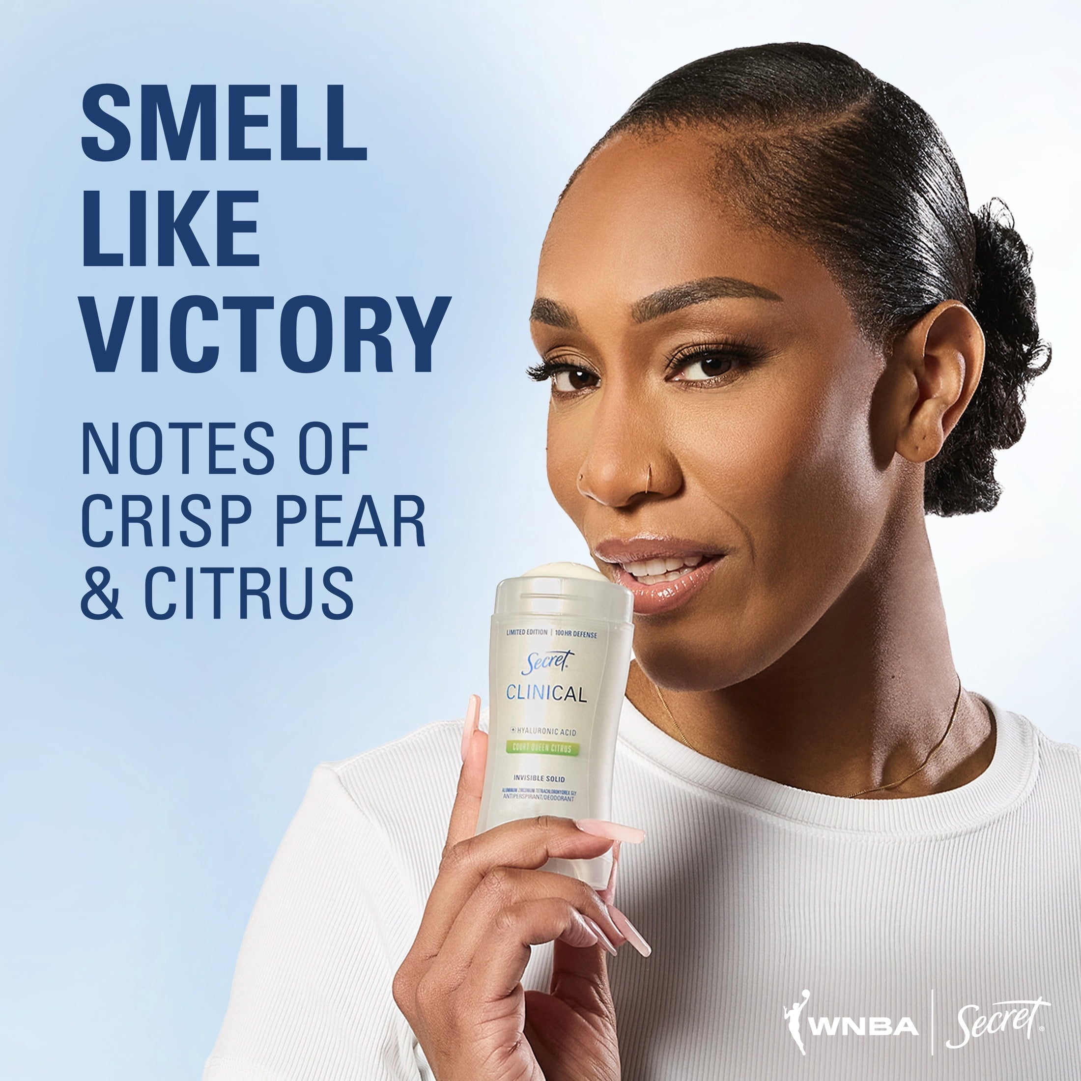 Clinical Strength 100HR Hyaluronic Acid Antiperspirant Deodorant for Women, Invisible Solid, A'Ja Wilson Court Queen Citrus, 2.6 oz