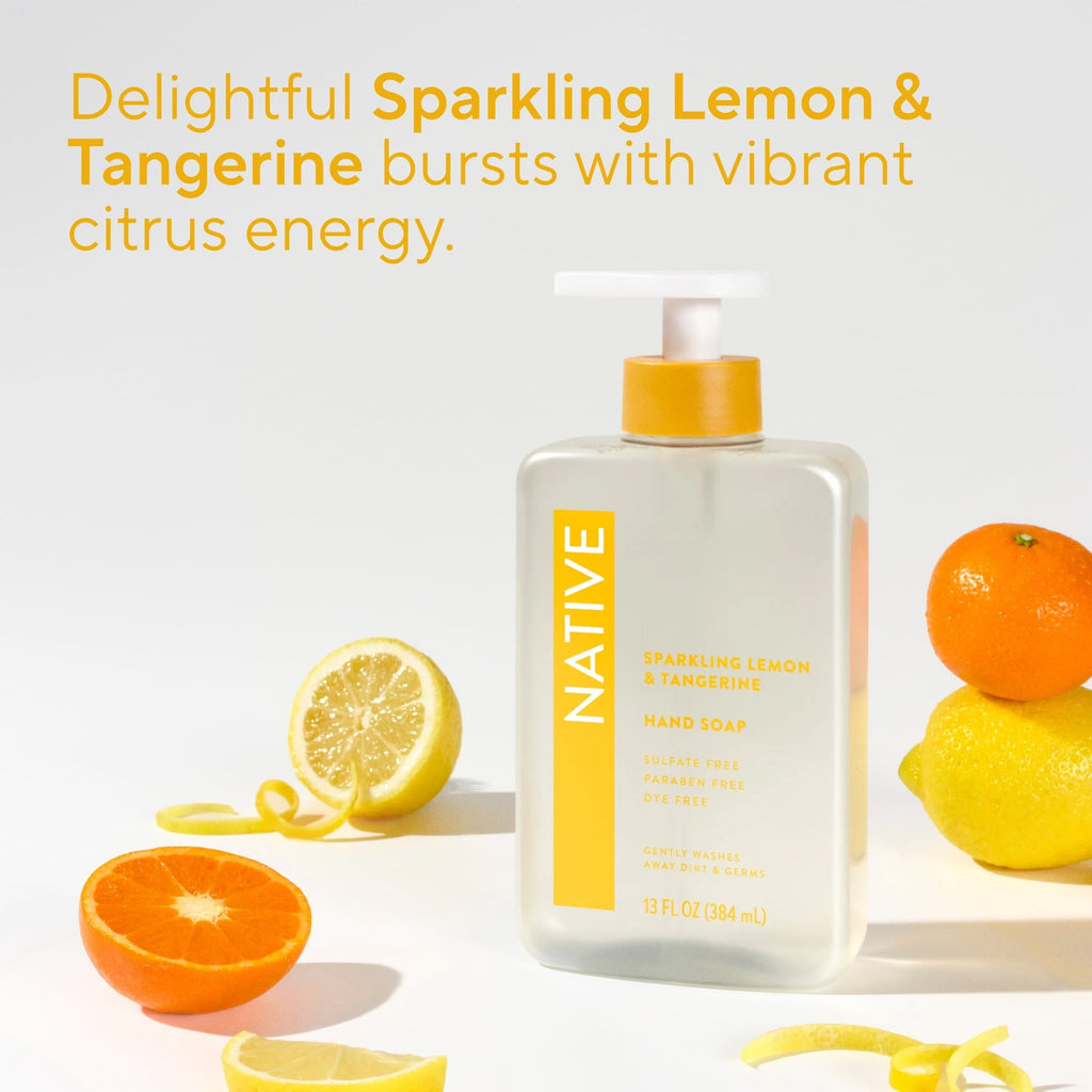 Liquid Hand Soap, Sparkling Lemon & Tangerine, Non-drying, Naturally Derived Cleansers, Sulfate Free, 13 fl oz