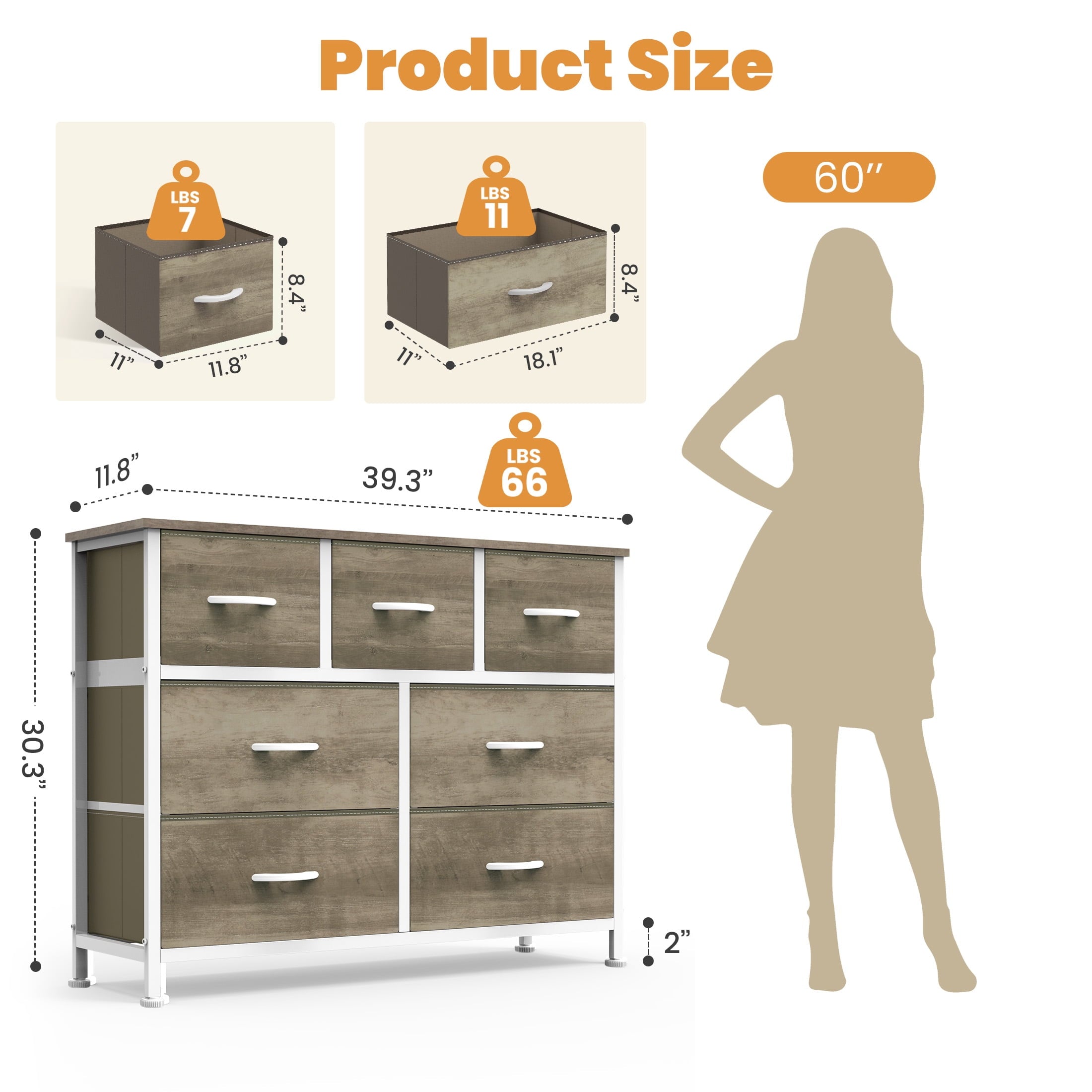 9 Drawers Fabric Dresser for Bedroom, Drawer Organizer Storage Cabinet for Closet, Clothes, TV Stand, Light Gary