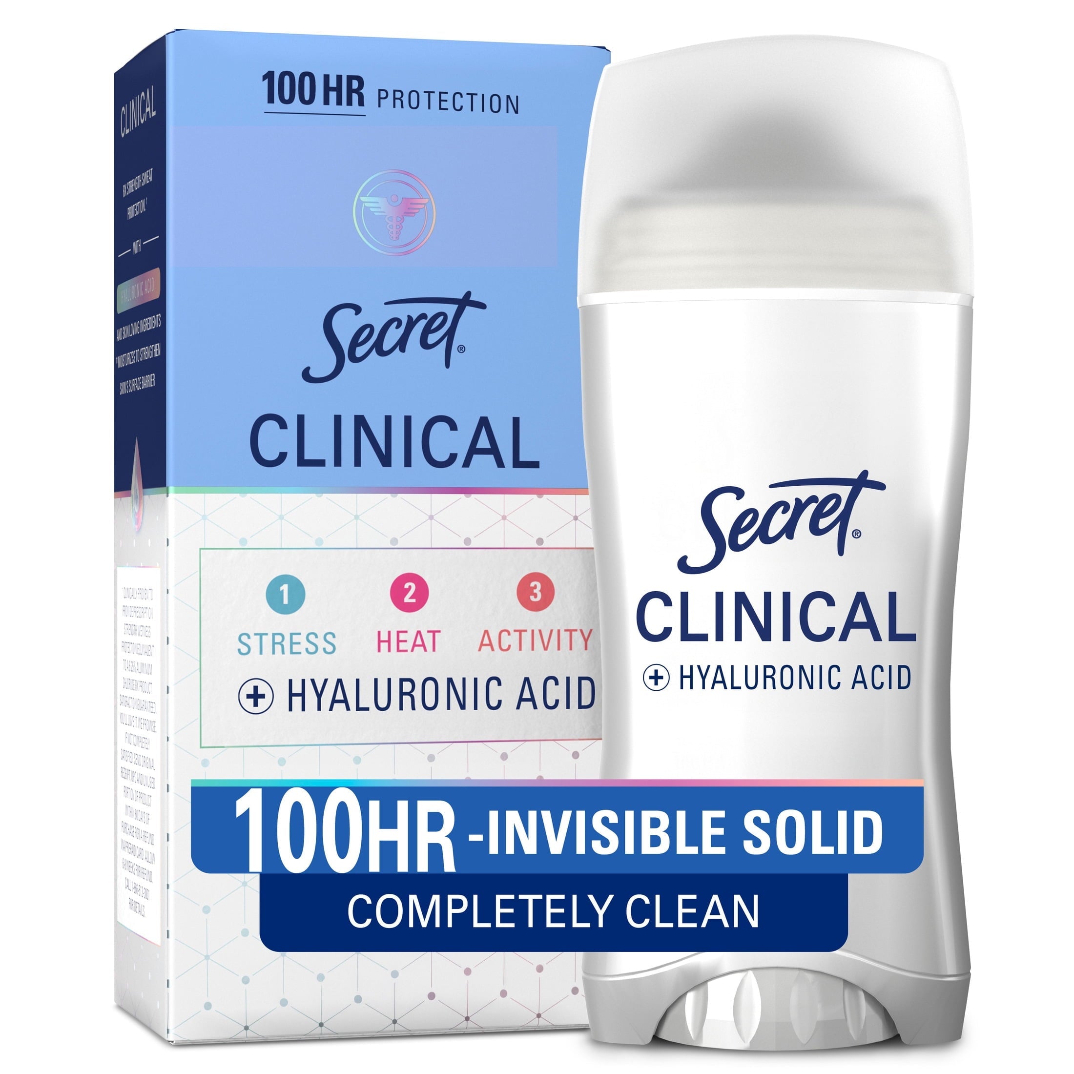 Clinical Antiperspirant and Deodorant, Invisible Solid, Completely Clean, 2.6 oz