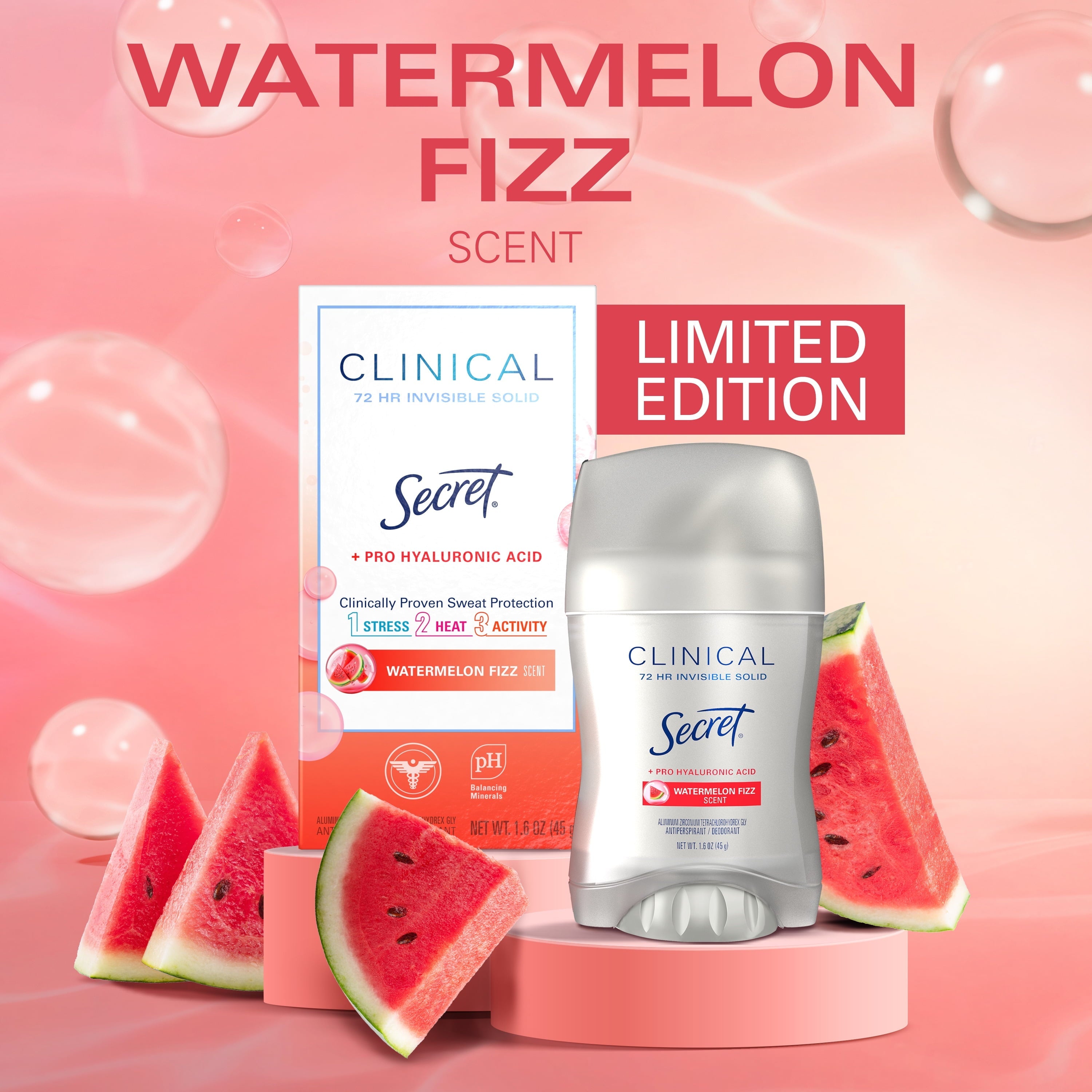 Clinical 72 HR l Invisible Solid Antiperspirant Mandarin Fizz with Pro-Hyaluronic Power 1.6 oz