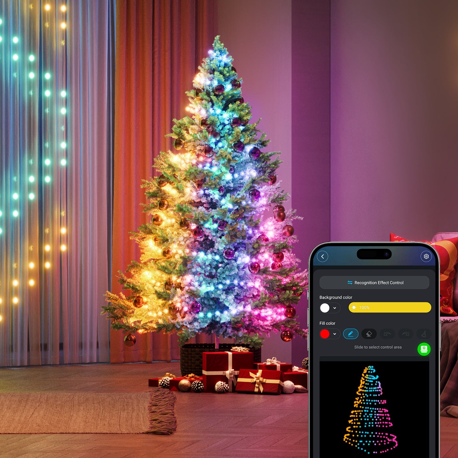 Christmas String Lights 2S, 65.6FT 200LEDs Christmas Lights for Holiday Decor, Smart Indoor Outdoor String Lights with 130+ Scene Modes