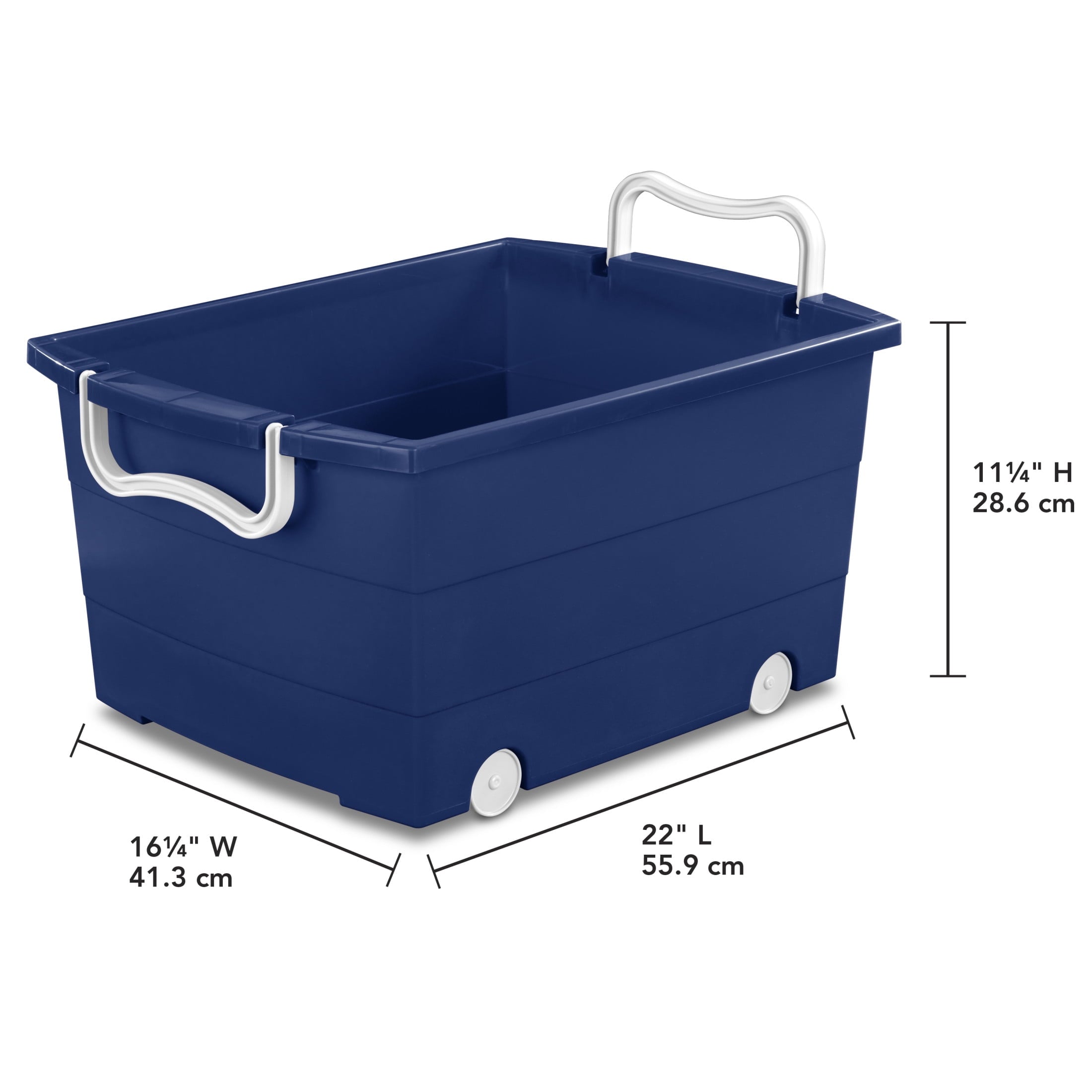 Kids Rolling Toy Storage Bin with Handles, Blue, 22 in x 16 in x 11 in