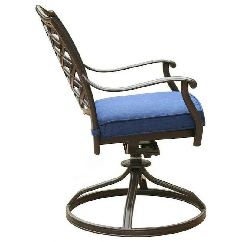 Wynn 25 Inch Modern Patio Dining Swivel Chair with Cushion, Set of 2, Blue