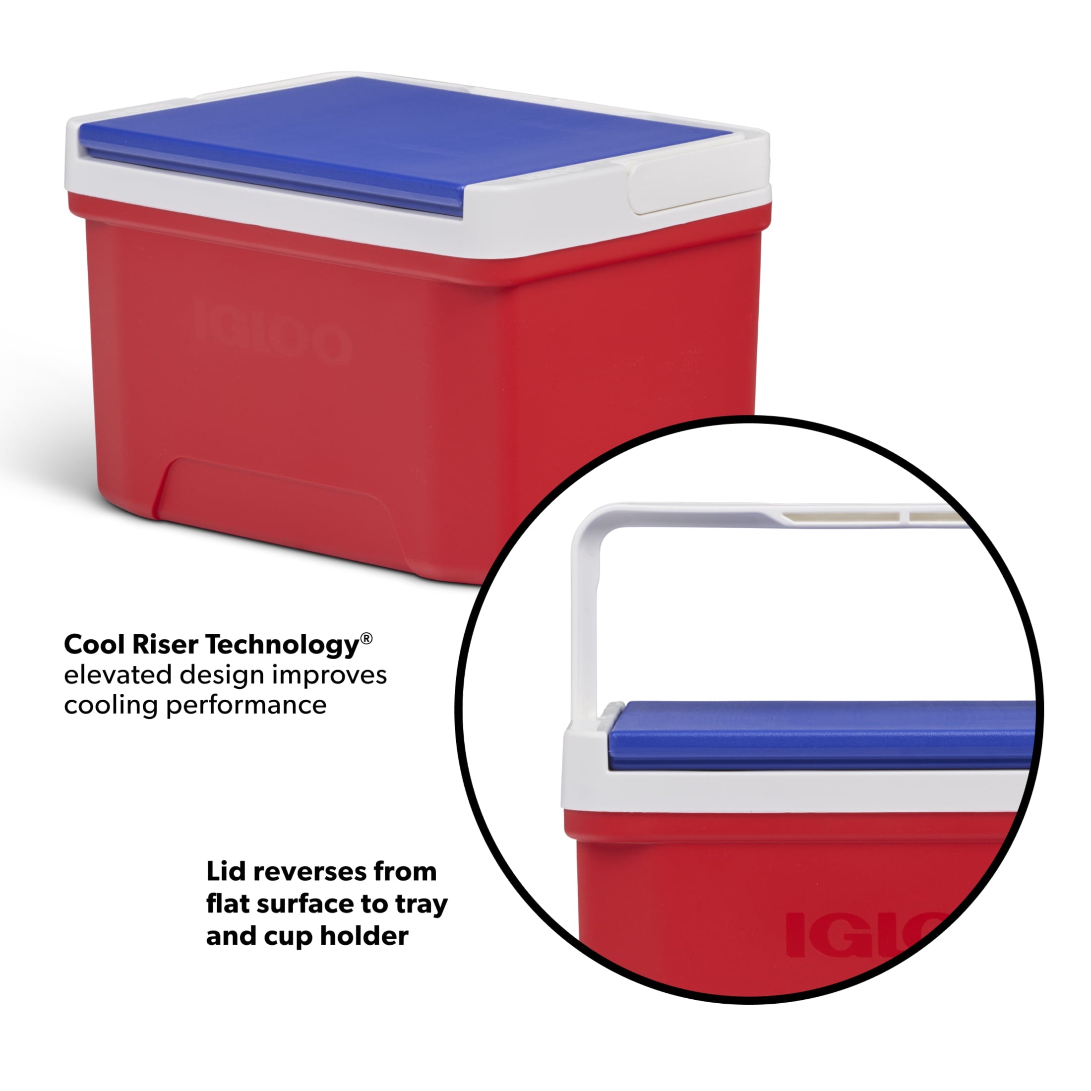 9 QT Laguna Ice Chest Cooler, Blue Red and White