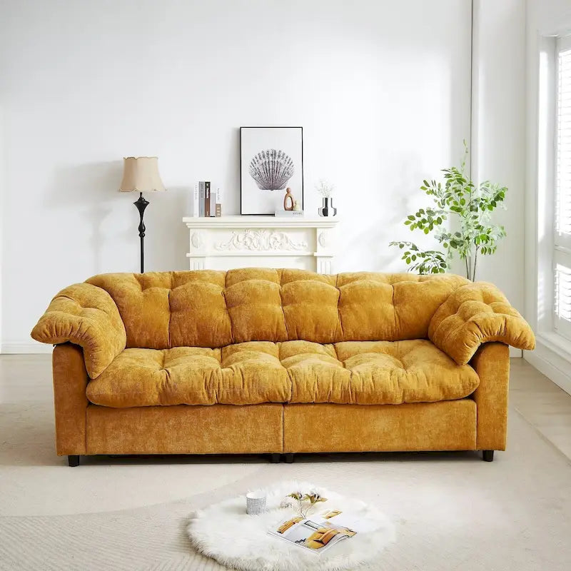 99.2 Chenille Comfort Deep Seat Sofa, Upholstered Fluffy Cloud Sofa