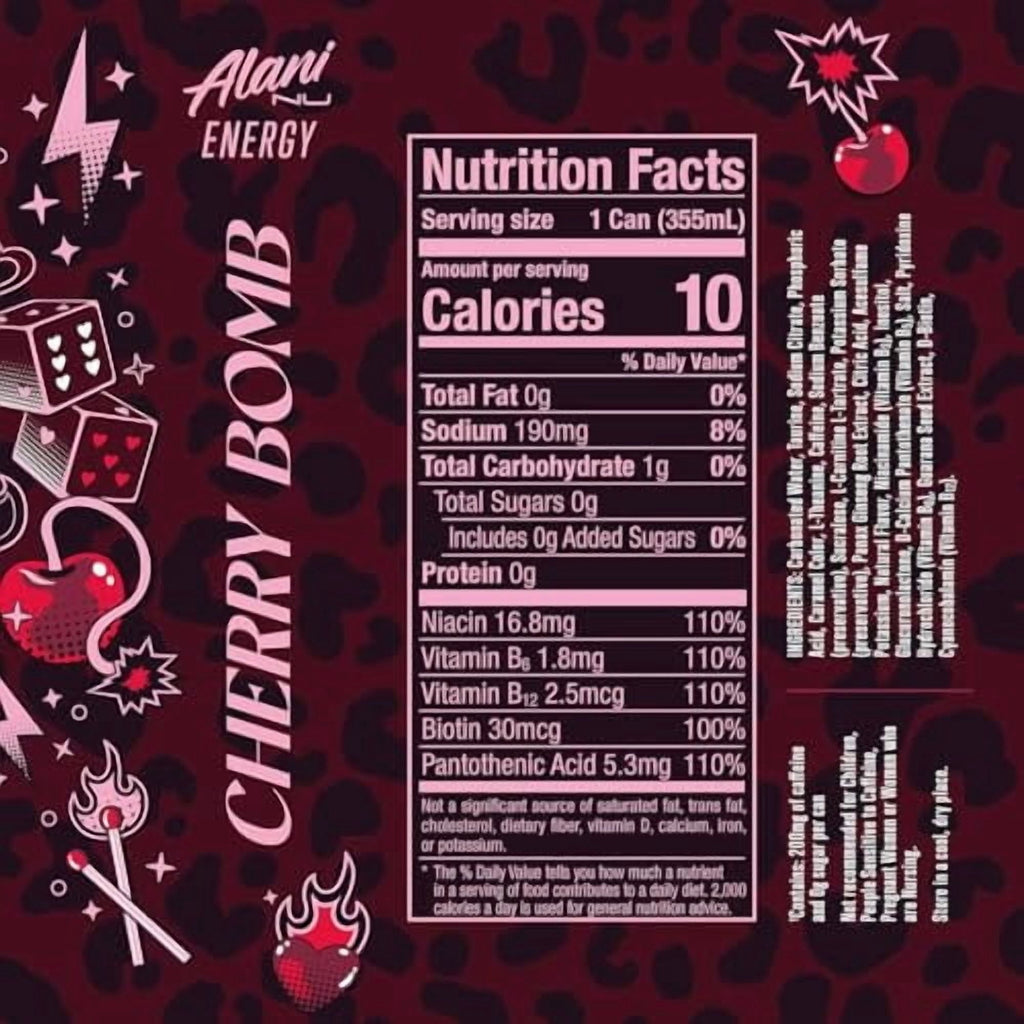 New Alani Energy Drinks Cherry Bomb, Sherbet Swirl, Pink Slush Variety Pack Sugar-Free, Low-Calorie, 200mg Caffeine, Energy Boost Drink 12 fl oz (Pack of 6) Repackaged By * PickAndGo*