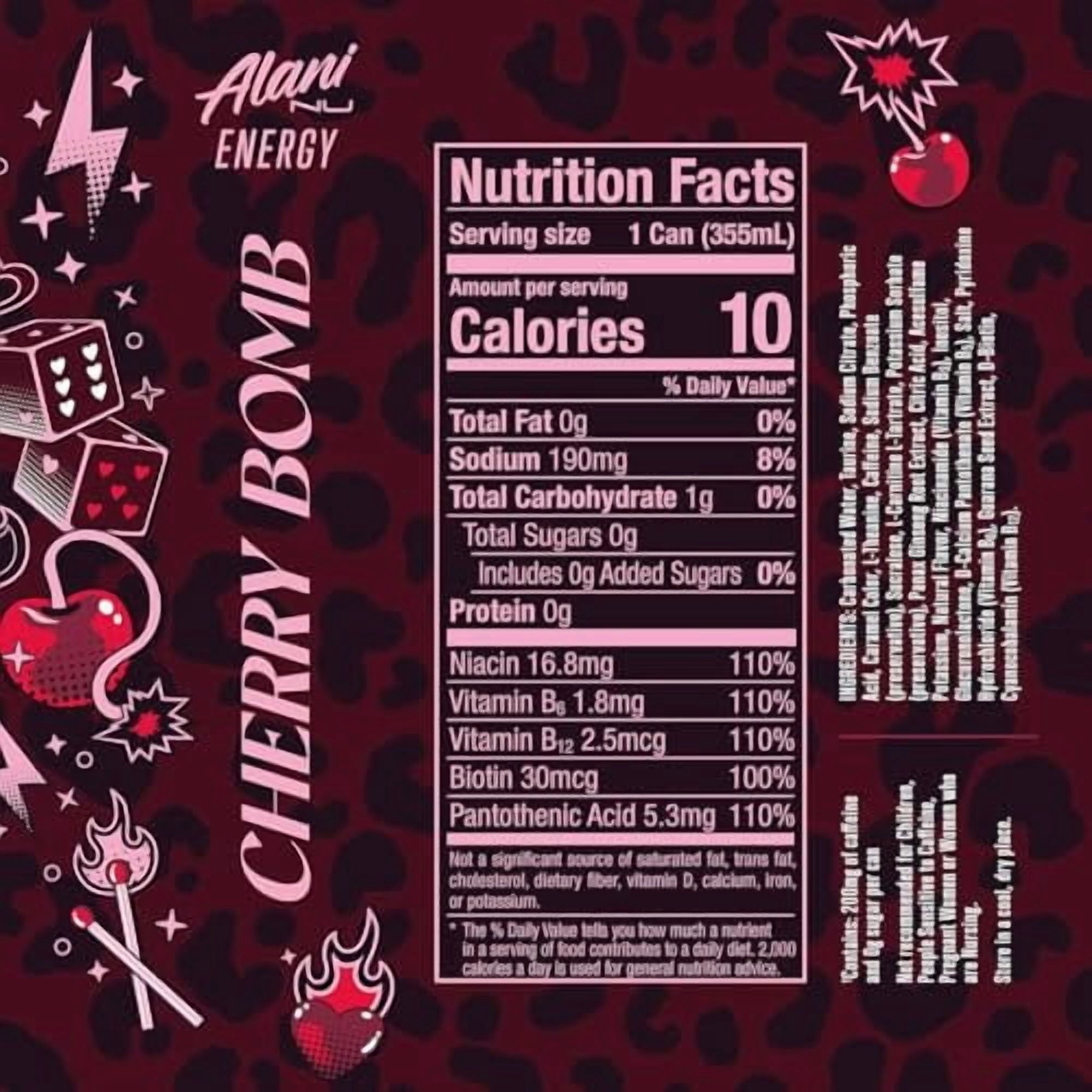New Alani Energy Drinks Cherry Bomb, Sherbet Swirl, Pink Slush Variety Pack Sugar-Free, Low-Calorie, 200mg Caffeine, Energy Boost Drink 12 fl oz (Pack of 6) Repackaged By * PickAndGo*