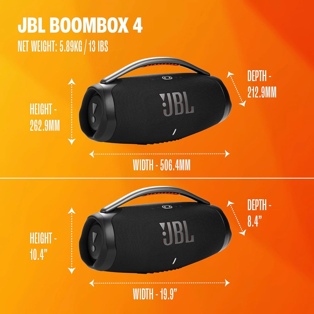 JBL Boombox 4 - Most Powerful Portable Waterproof Speaker with Massive Pro Sound Up to 34 Hours of Playtime & Multi-Speaker Connection by Auracast™ (Black)