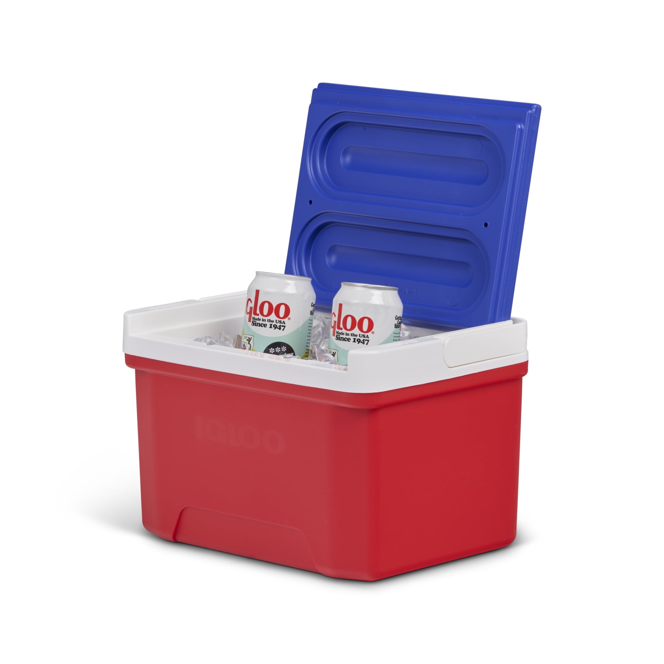 9 QT Laguna Ice Chest Cooler, Blue Red and White
