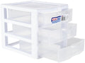3 Drawer Clear Storage Bin, Desktop Drawer Storage Container, White