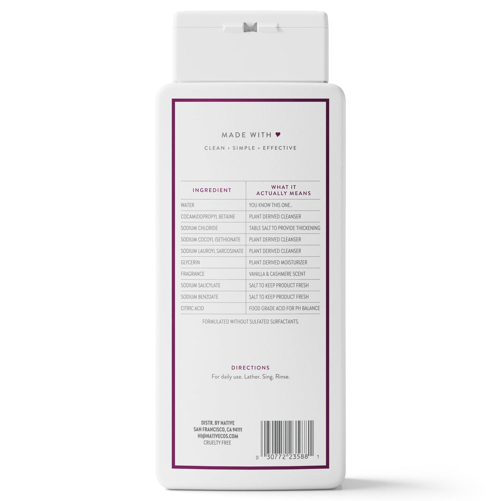 Body Wash, Vanilla & Cashmere, Sulfate Free, Naturally Derived Ingredients, 24hr Freshness, for Women & Men, 18 fl oz